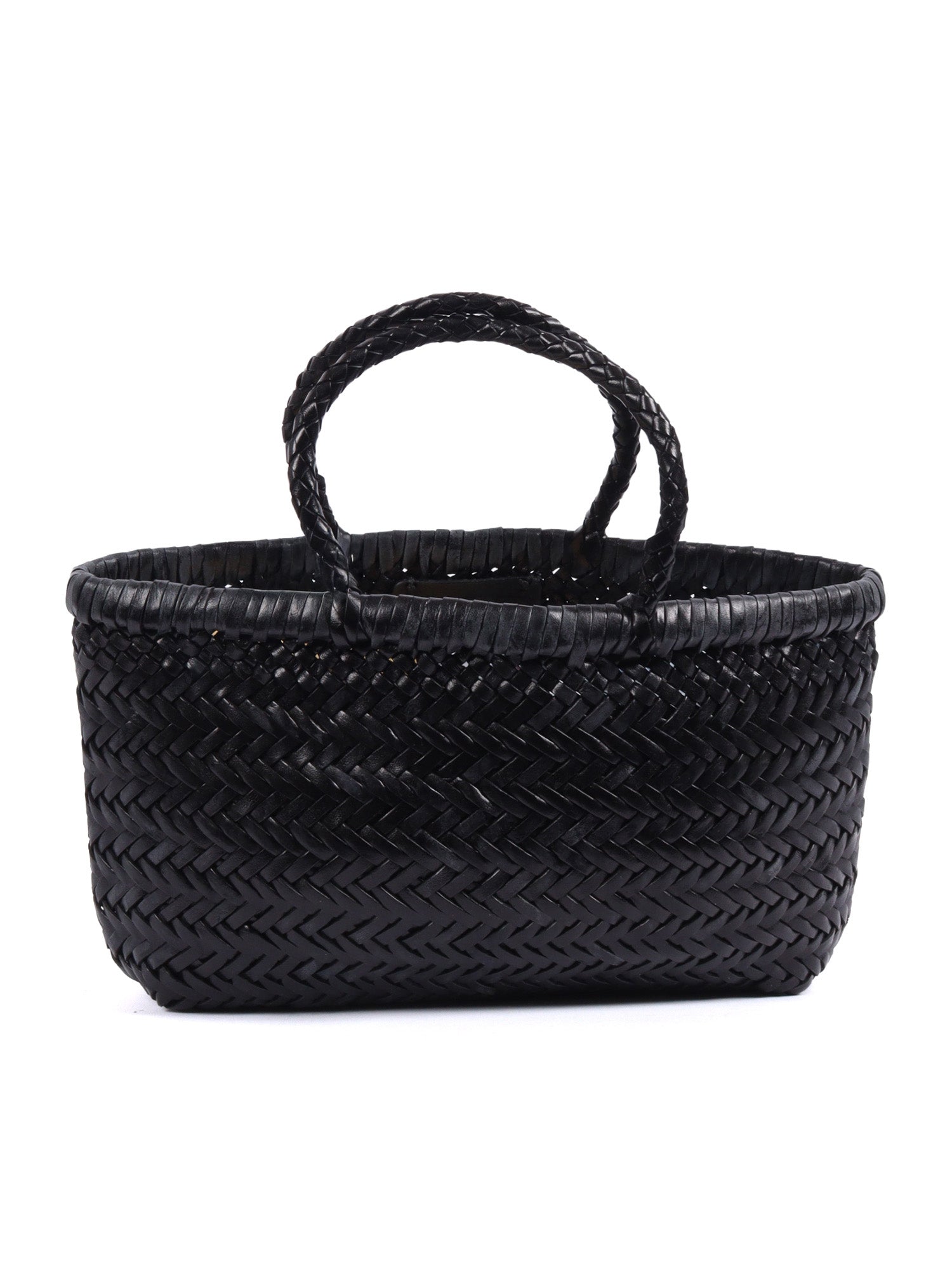 MINI FLAT GORA BASKET Black Calf Leather Handbag