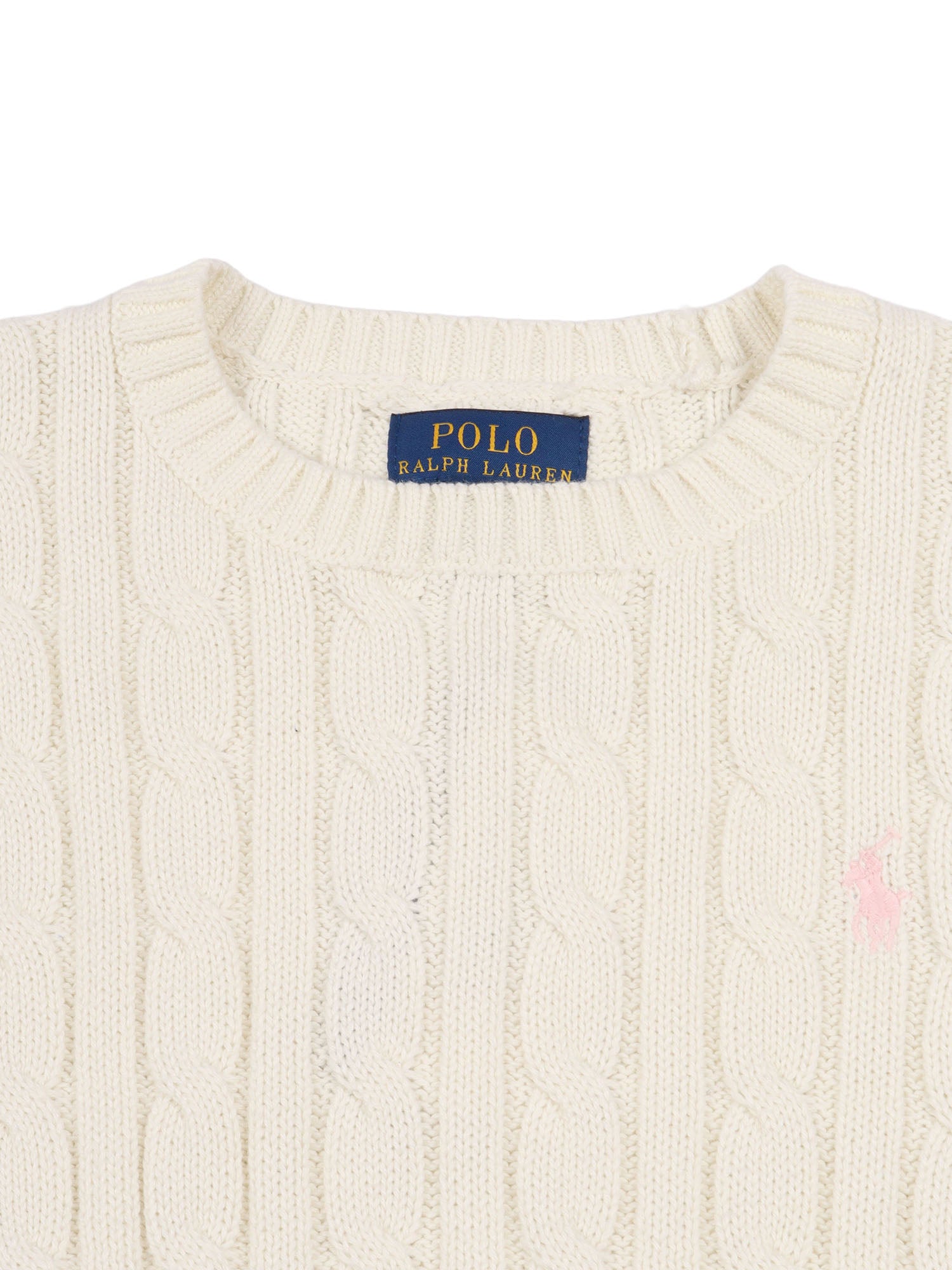 CABLE CN-SWEATER-PULLOVER White Cotton Crewneck
