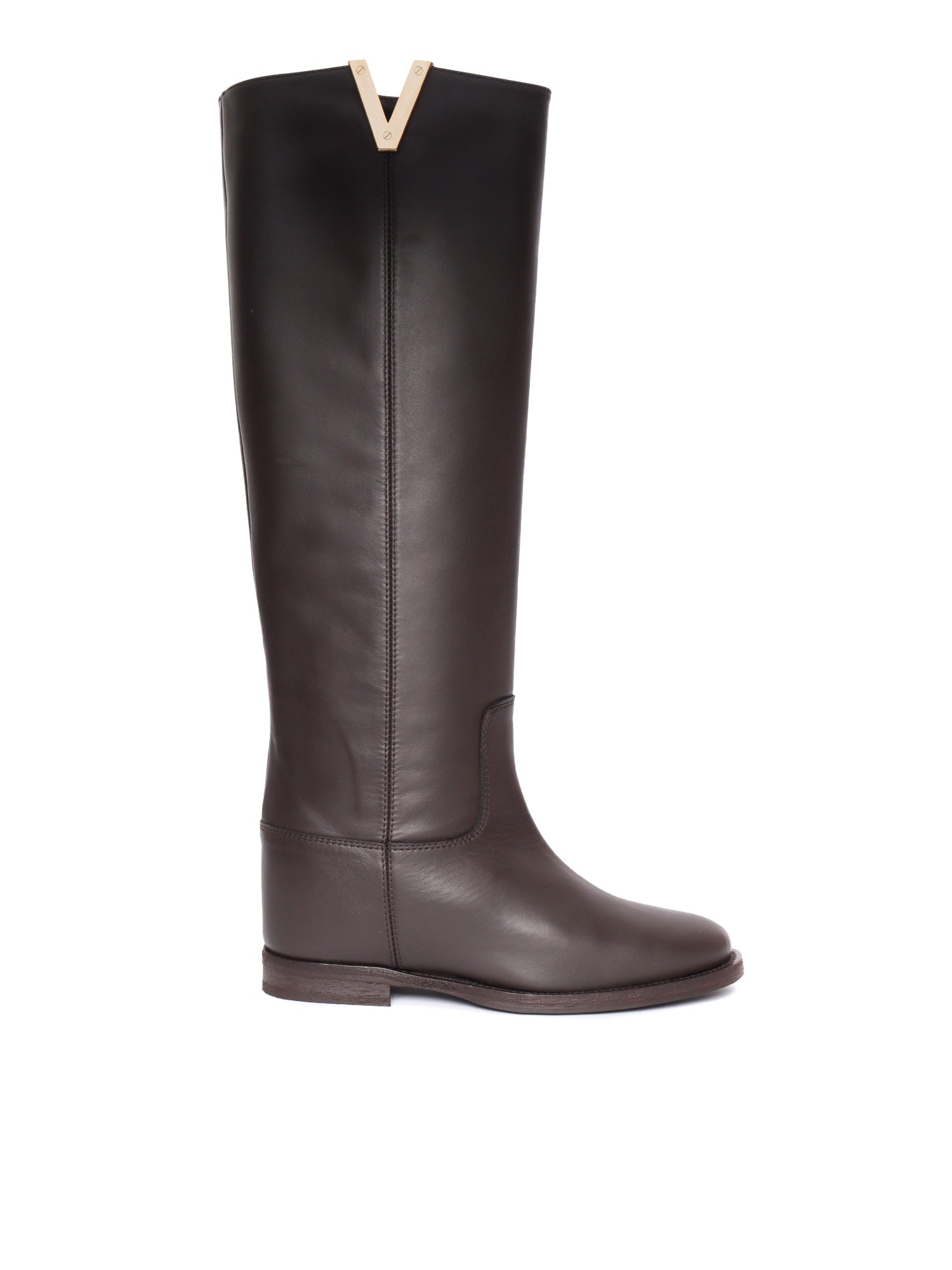 V BOOTS Brown Leather Sole Rubber