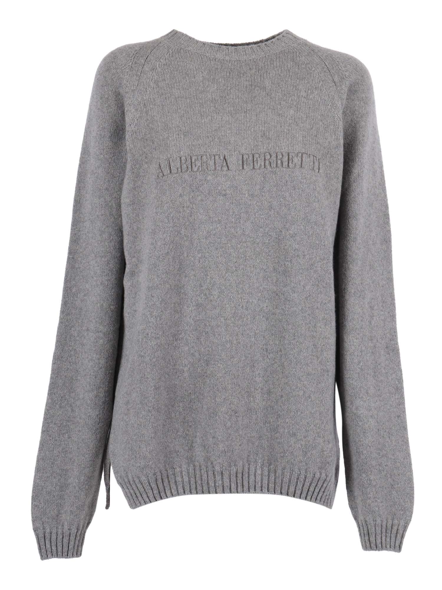 Sweater Grey Cashmere Wool Crewneck