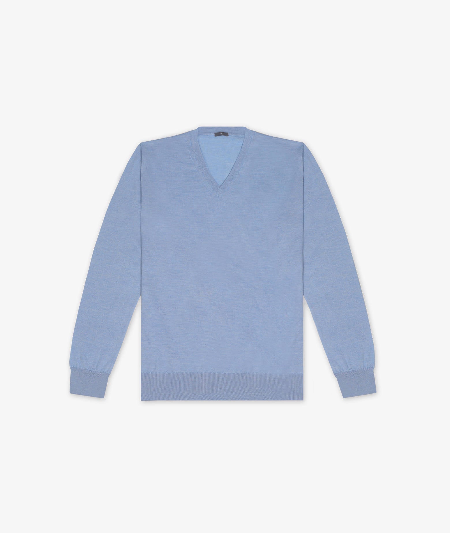 V-Neck Cashmere And Silk Sweater Alaska Lightblue V Neck