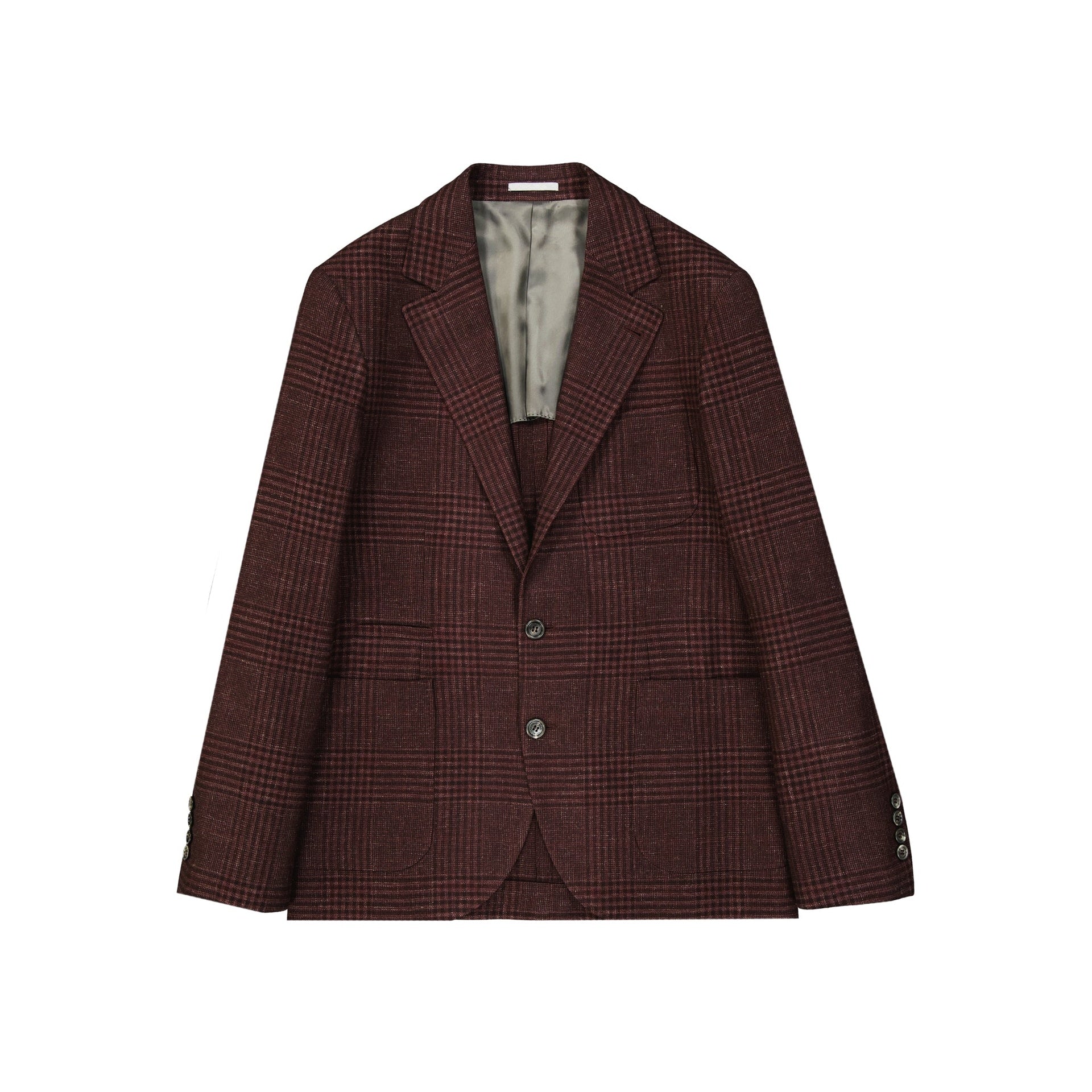 Tartan Wool Jacket Red Linen Cashmere Silk