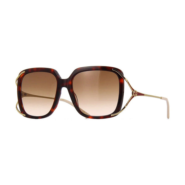 Gucci Sunglasses Butterfly Full Rim, Havana-Gold Frame And Brown Gradient Lens Gg0647s002