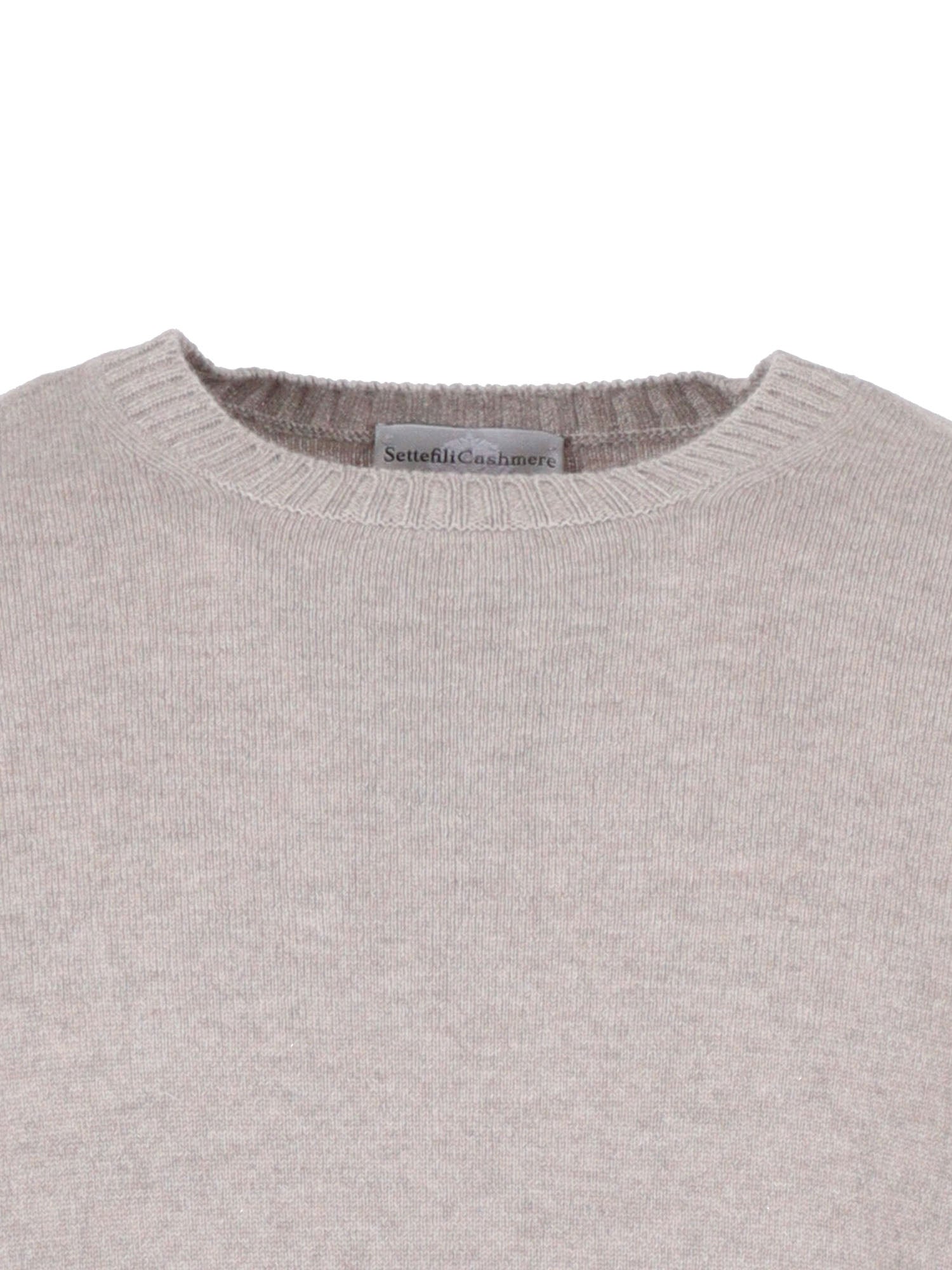French Shoulder Crew Neck Slim Beige Cashmere Crewneck