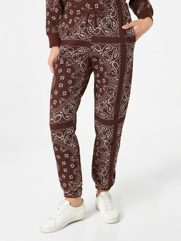 Feece Cotton Pants Odalys With Brown Bandana Print