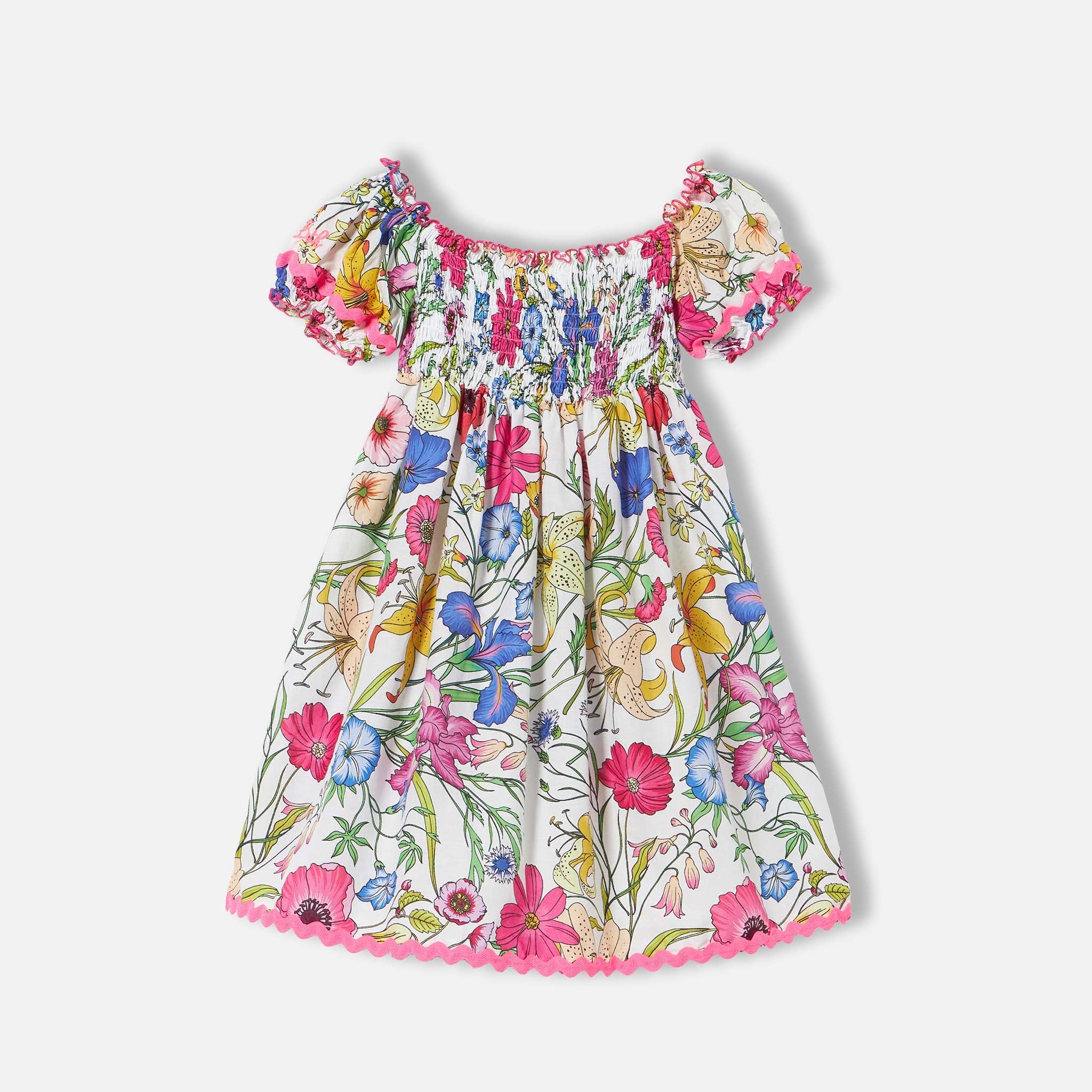 Girl Dress Flower Print White