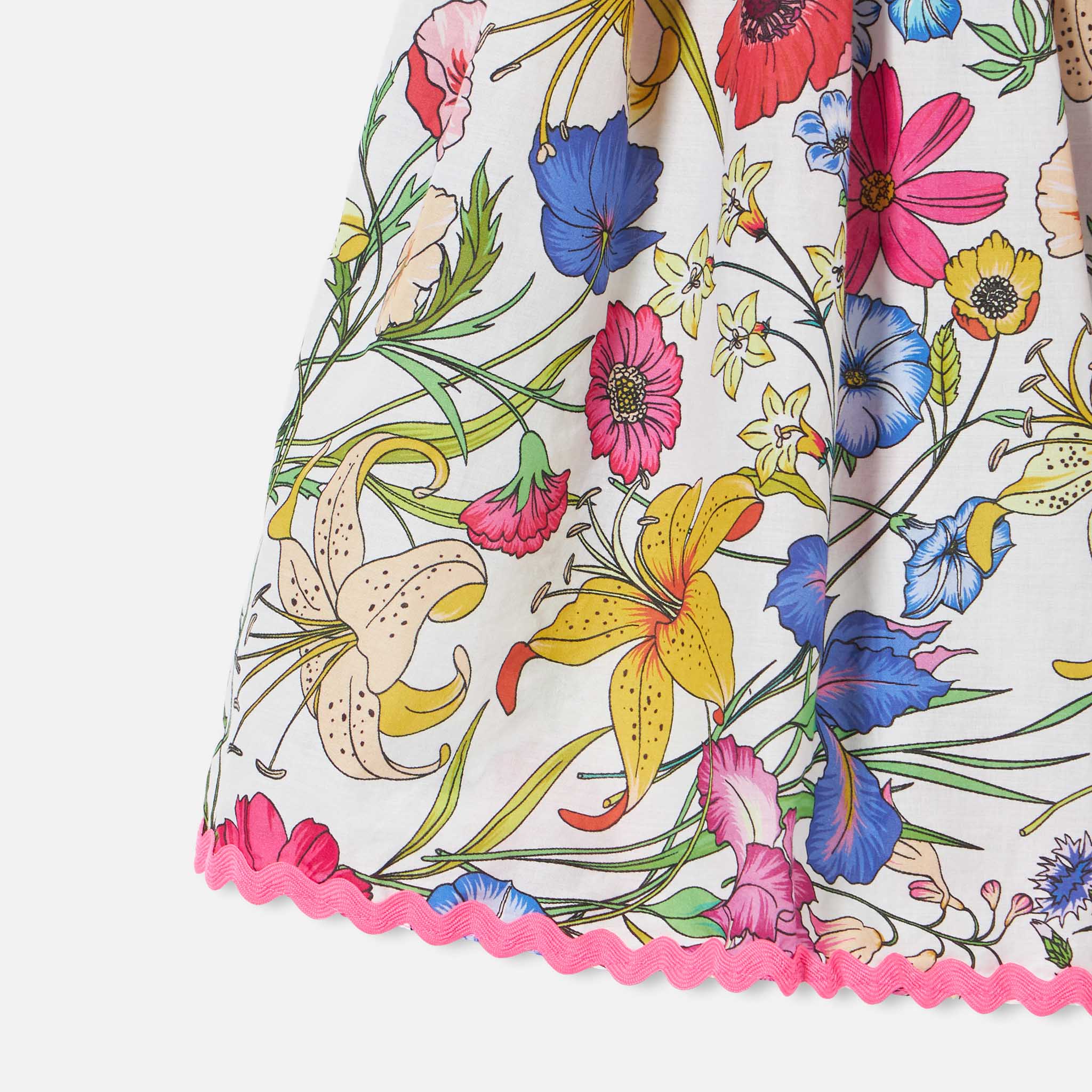 Girl Dress Flower Print White