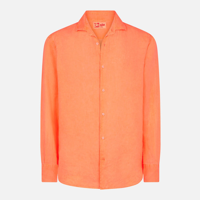 Pamplona Fluo Orange Linen Shirt