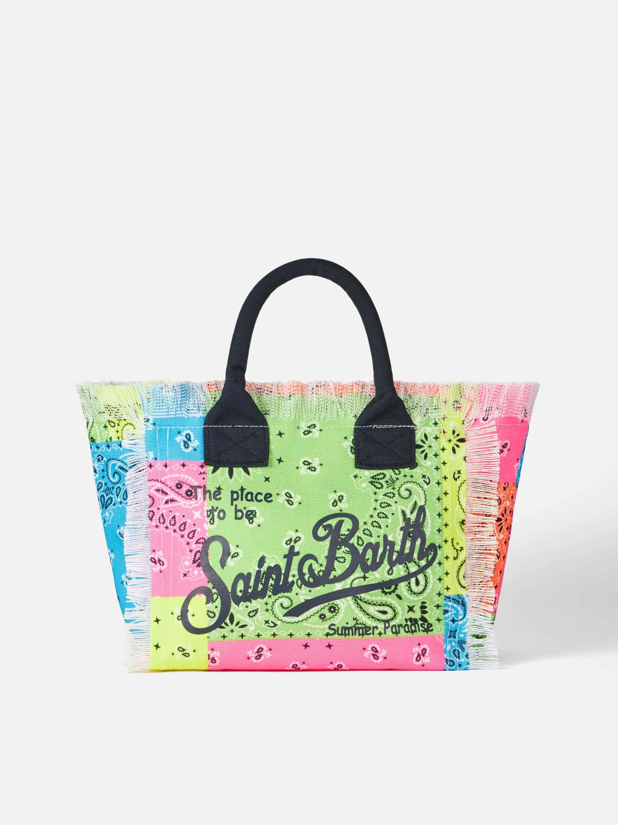 Colette Cotton Canvas Handbag With Fluo Bandana Print Bag