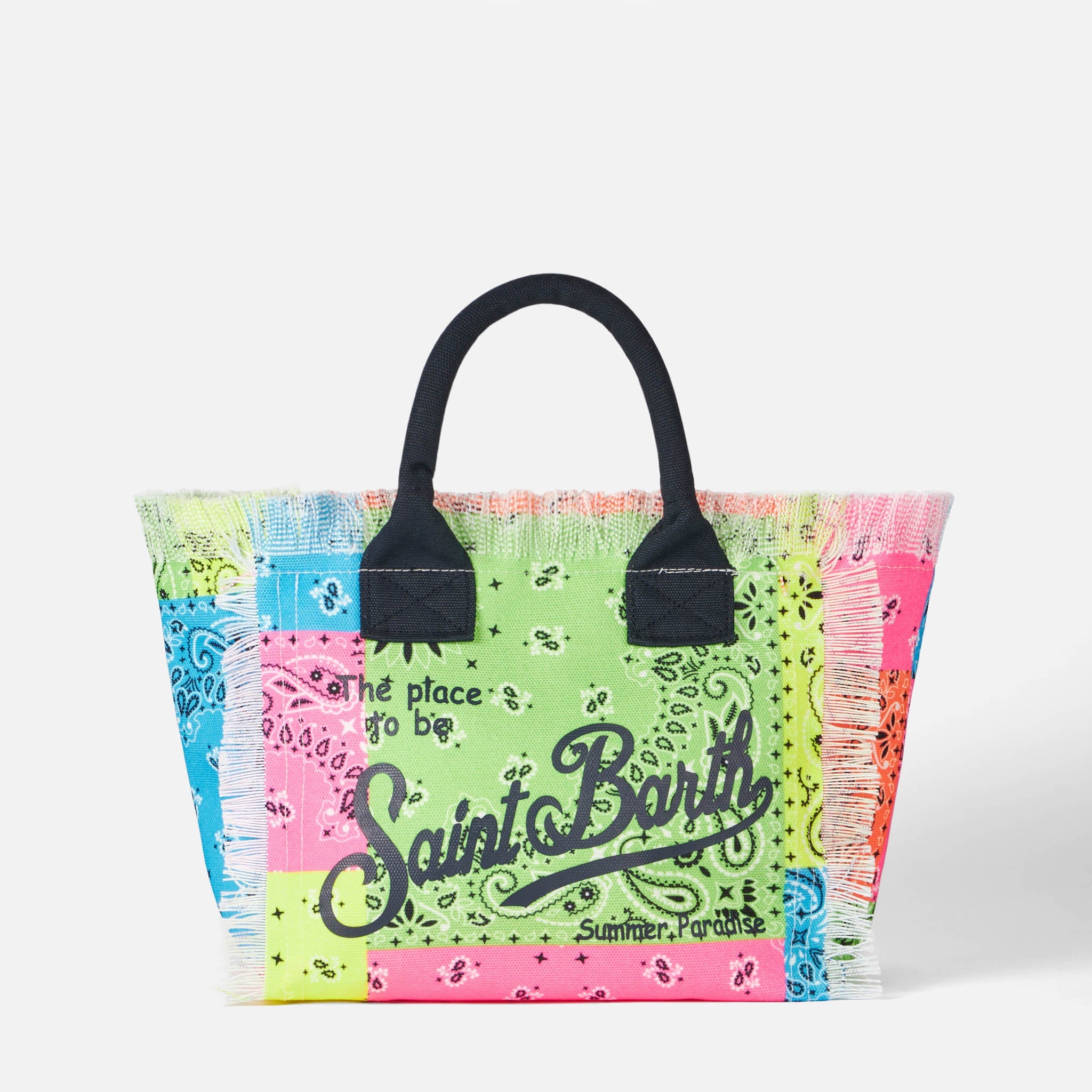 Colette Cotton Canvas Handbag With Fluo Bandana Print Bag