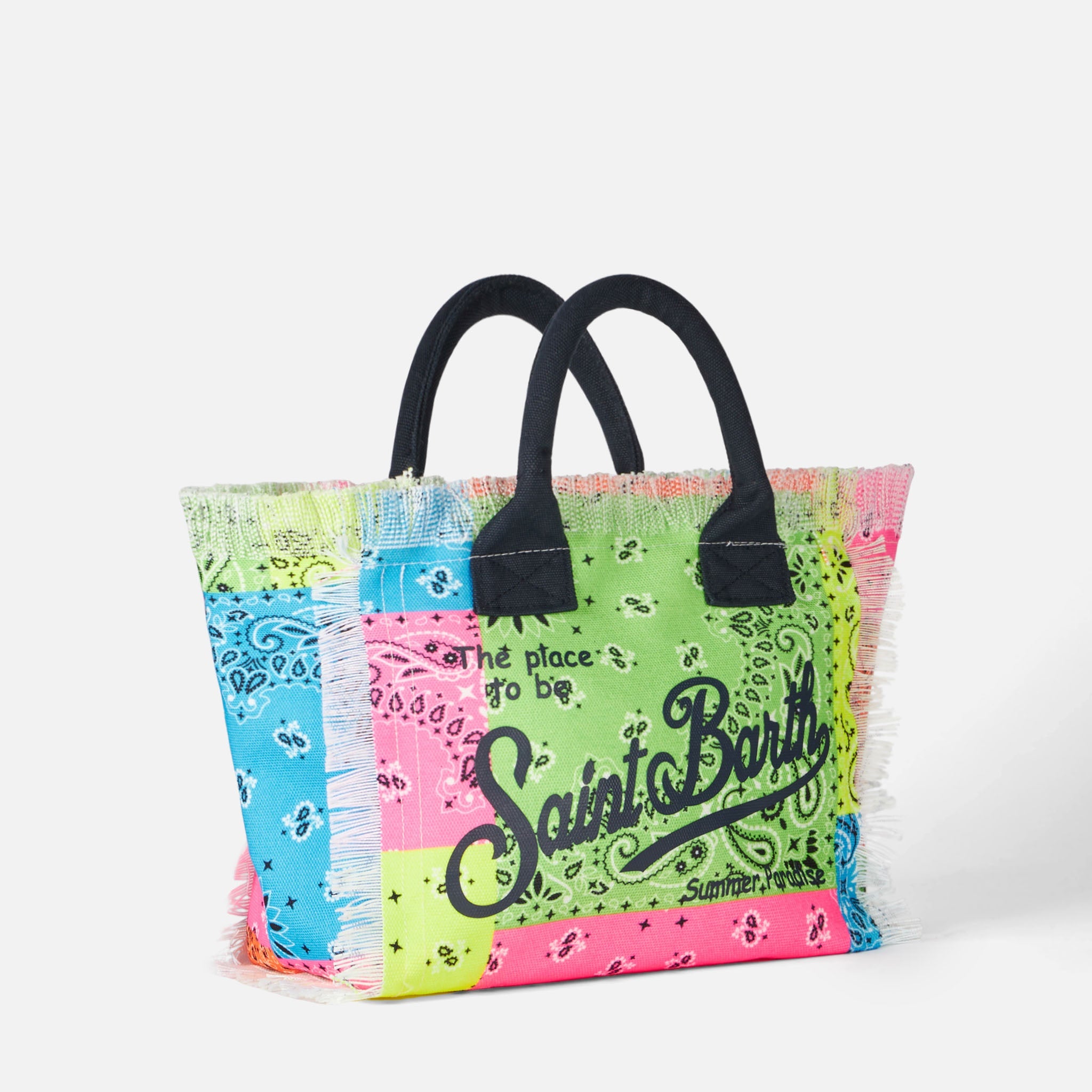 Colette Cotton Canvas Handbag With Fluo Bandana Print Bag