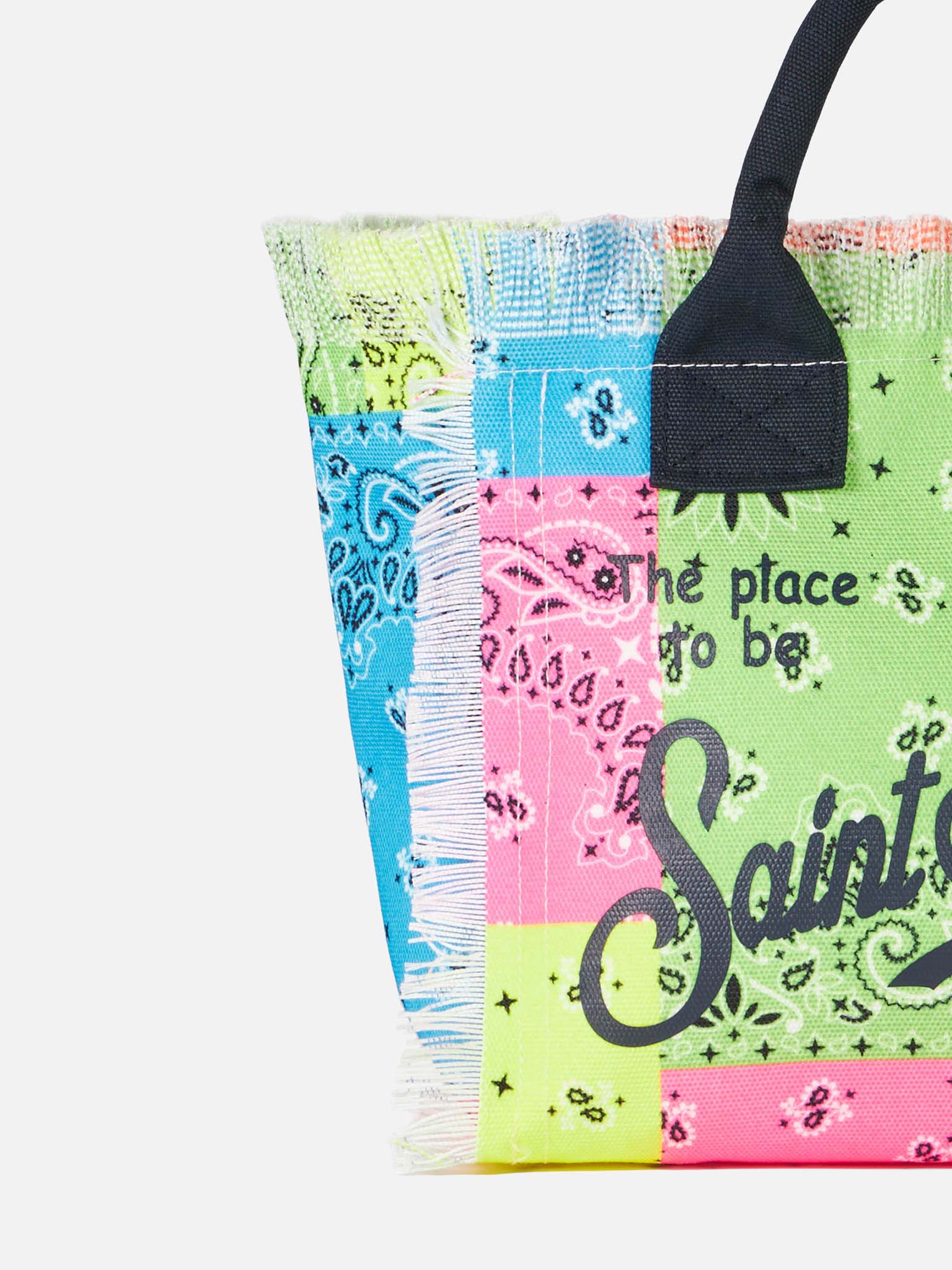 Colette Cotton Canvas Handbag With Fluo Bandana Print Bag