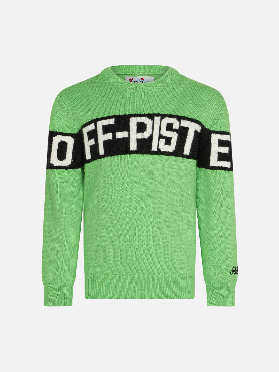 Boy Fluo Green Sweater With Off-Piste Lettering