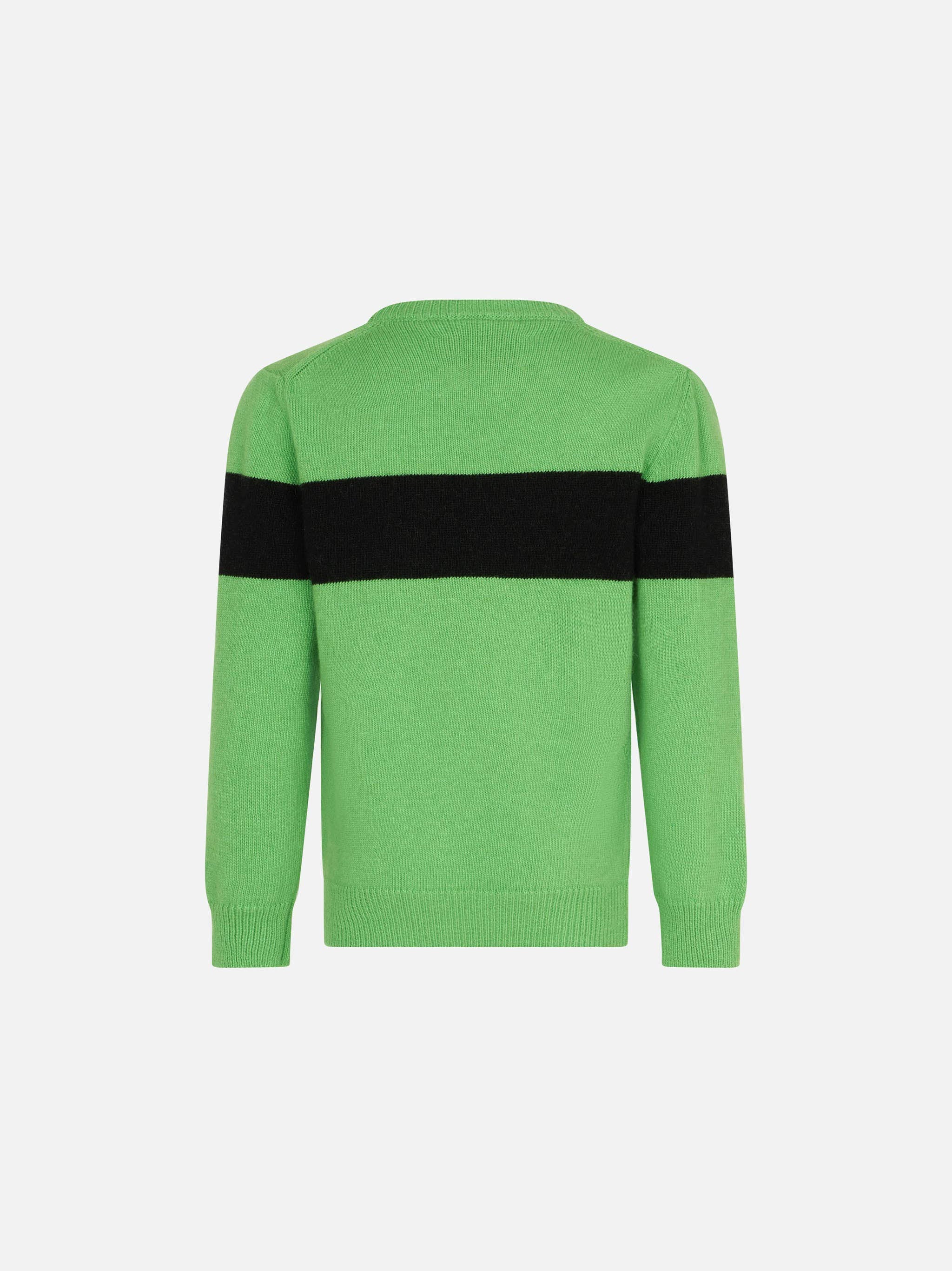 Boy Fluo Green Sweater With Off-Piste Lettering
