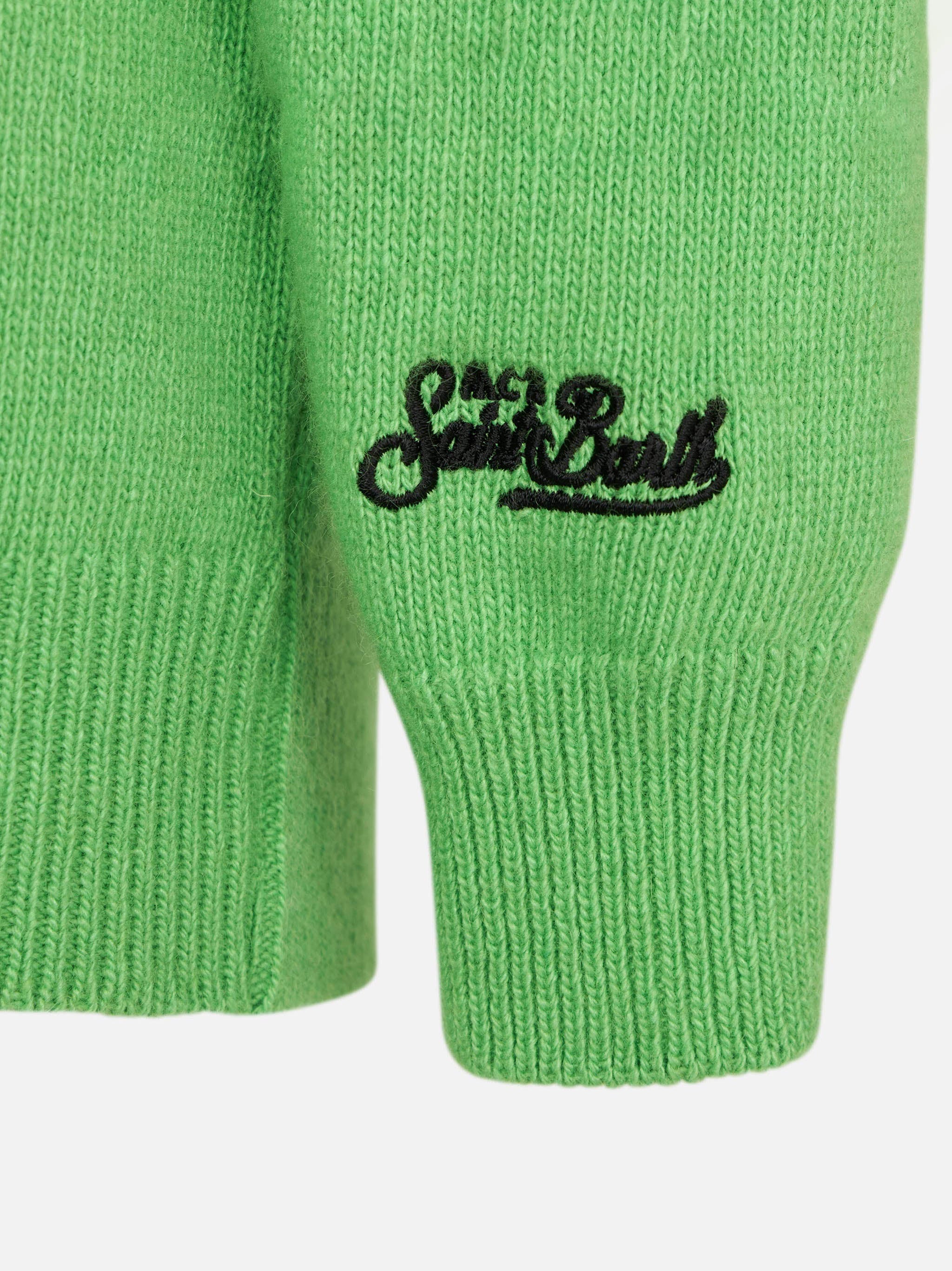 Boy Fluo Green Sweater With Off-Piste Lettering