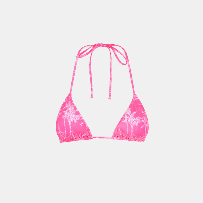 Leah Fuchsia Toile De Jouy Triangle Bikini Top Pink