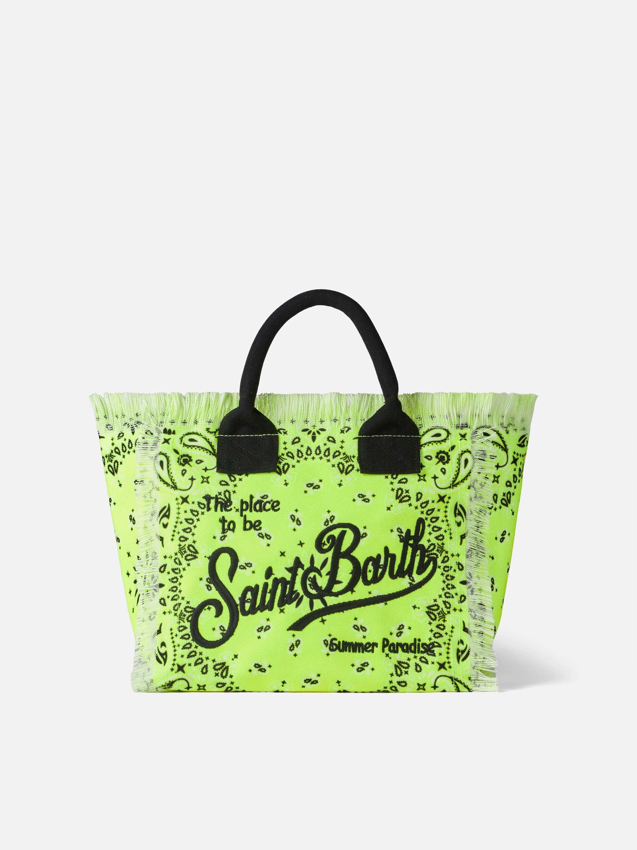 Colette Fluo Yellow Handbag With Bandanna Print Bag