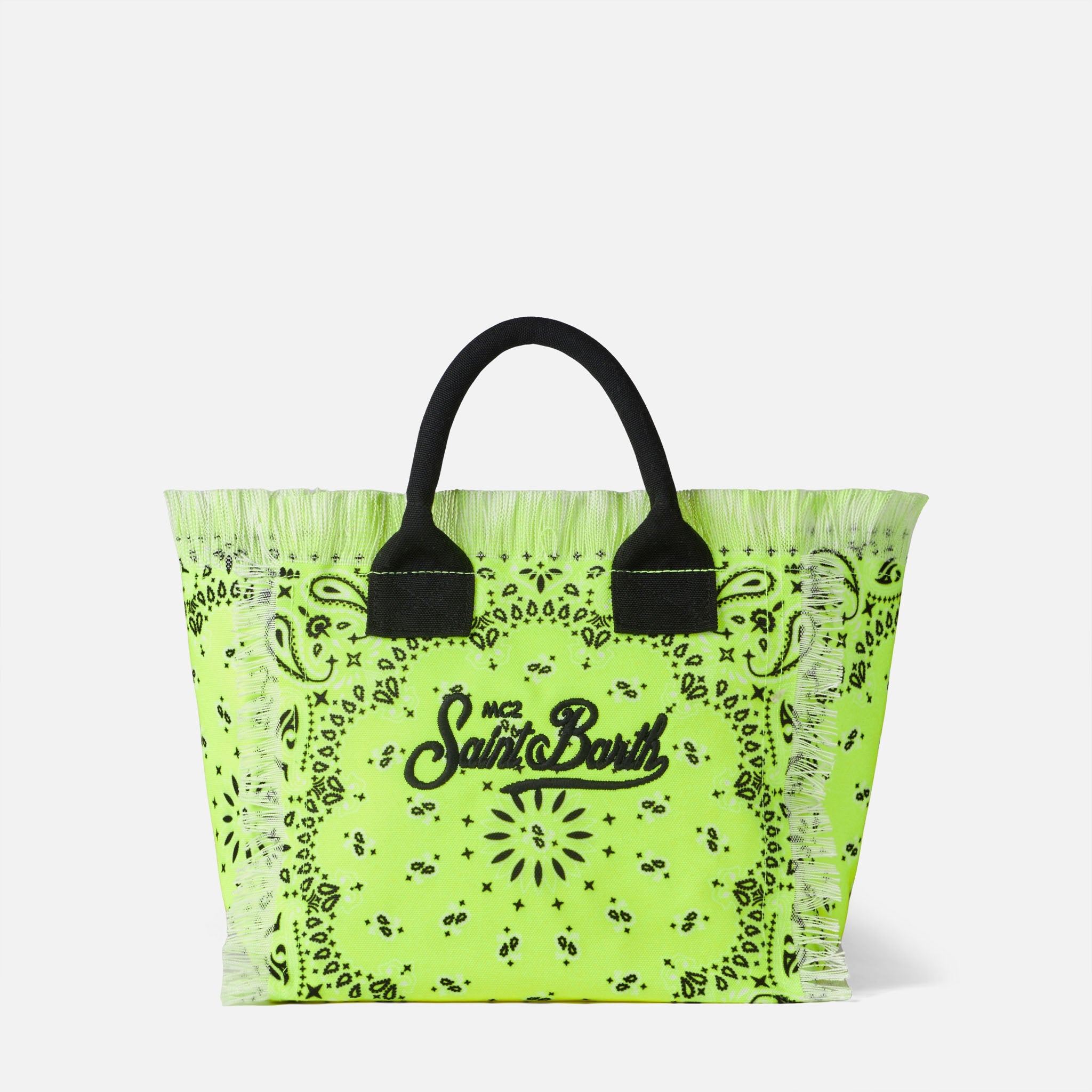 Colette Fluo Yellow Handbag With Bandanna Print Bag