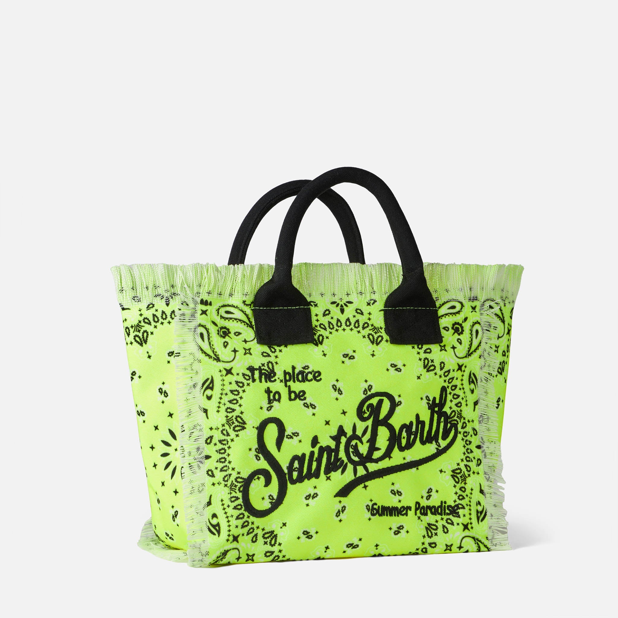 Colette Fluo Yellow Handbag With Bandanna Print Bag