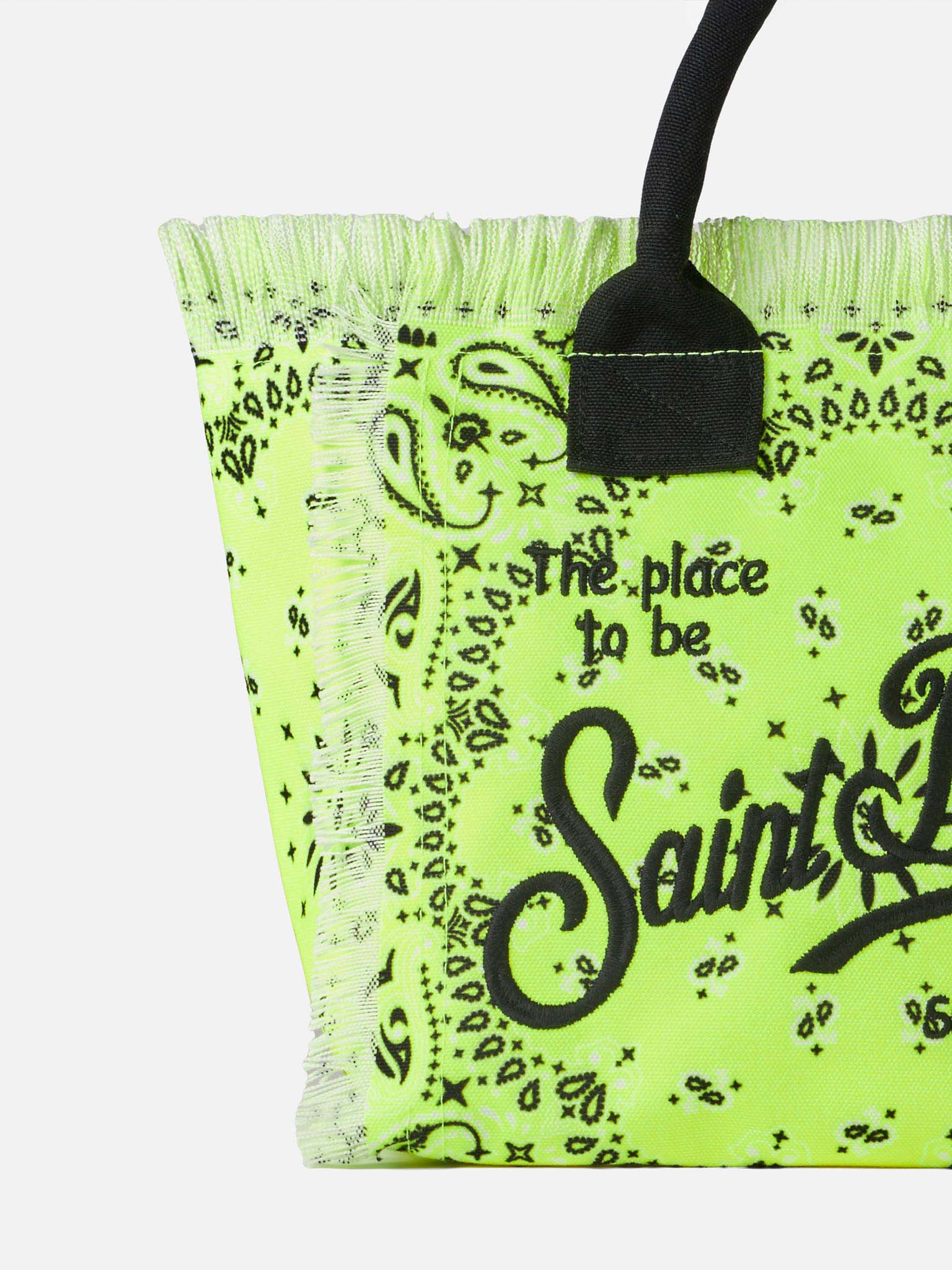 Colette Fluo Yellow Handbag With Bandanna Print Bag