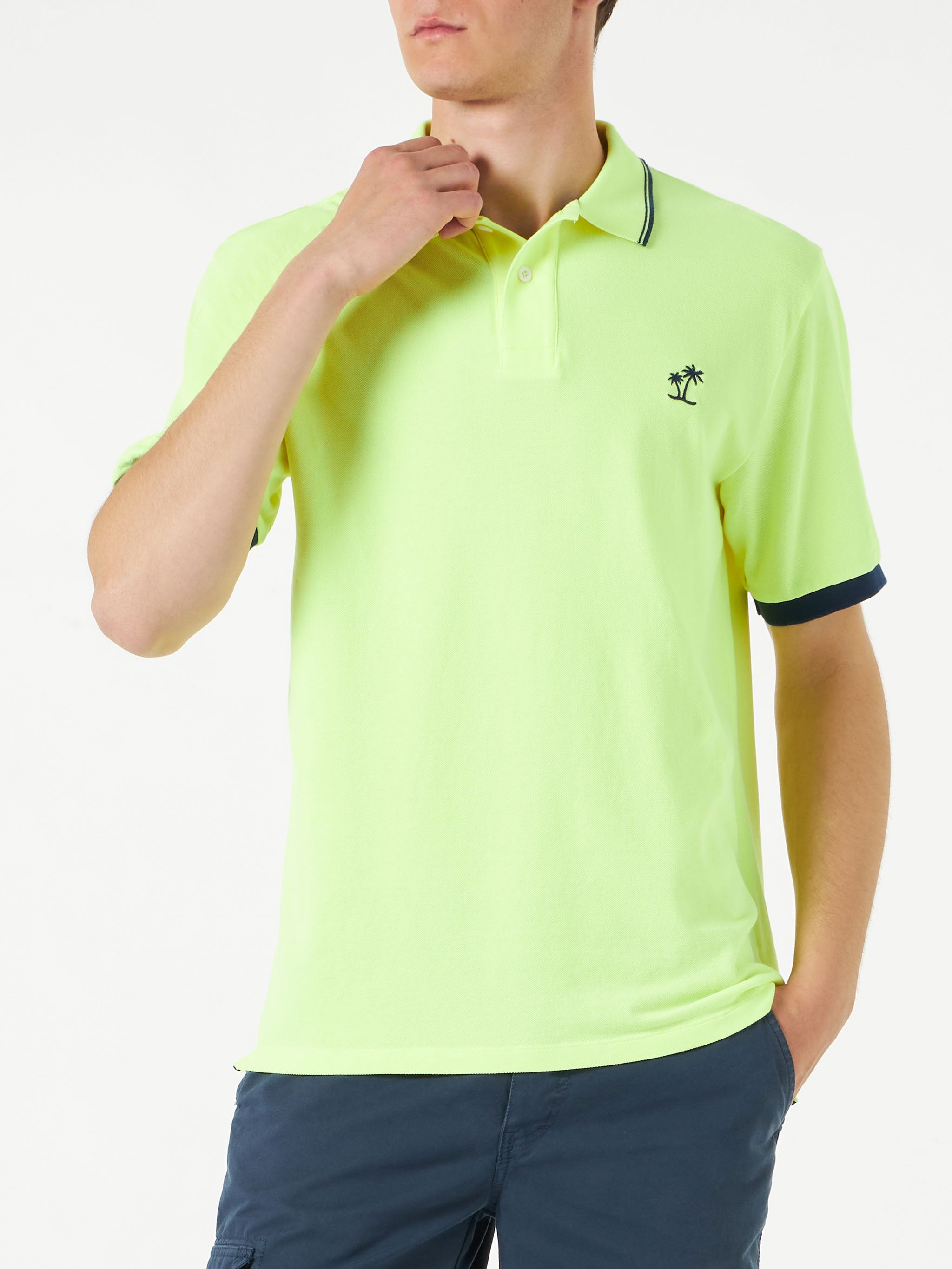 Fluo Yellow Piquet Polo With St. Barth Logo Shirt