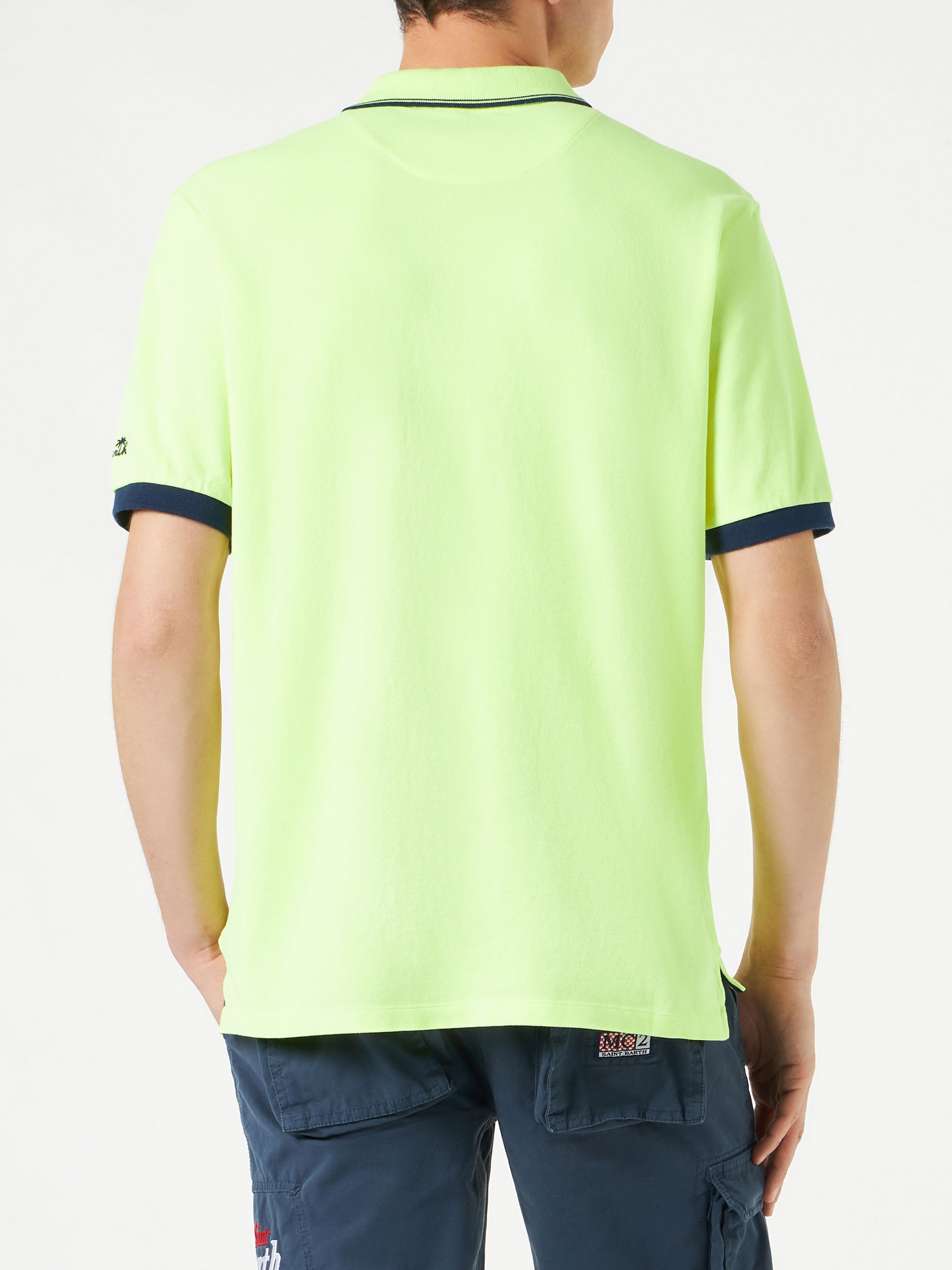 Fluo Yellow Piquet Polo With St. Barth Logo Shirt