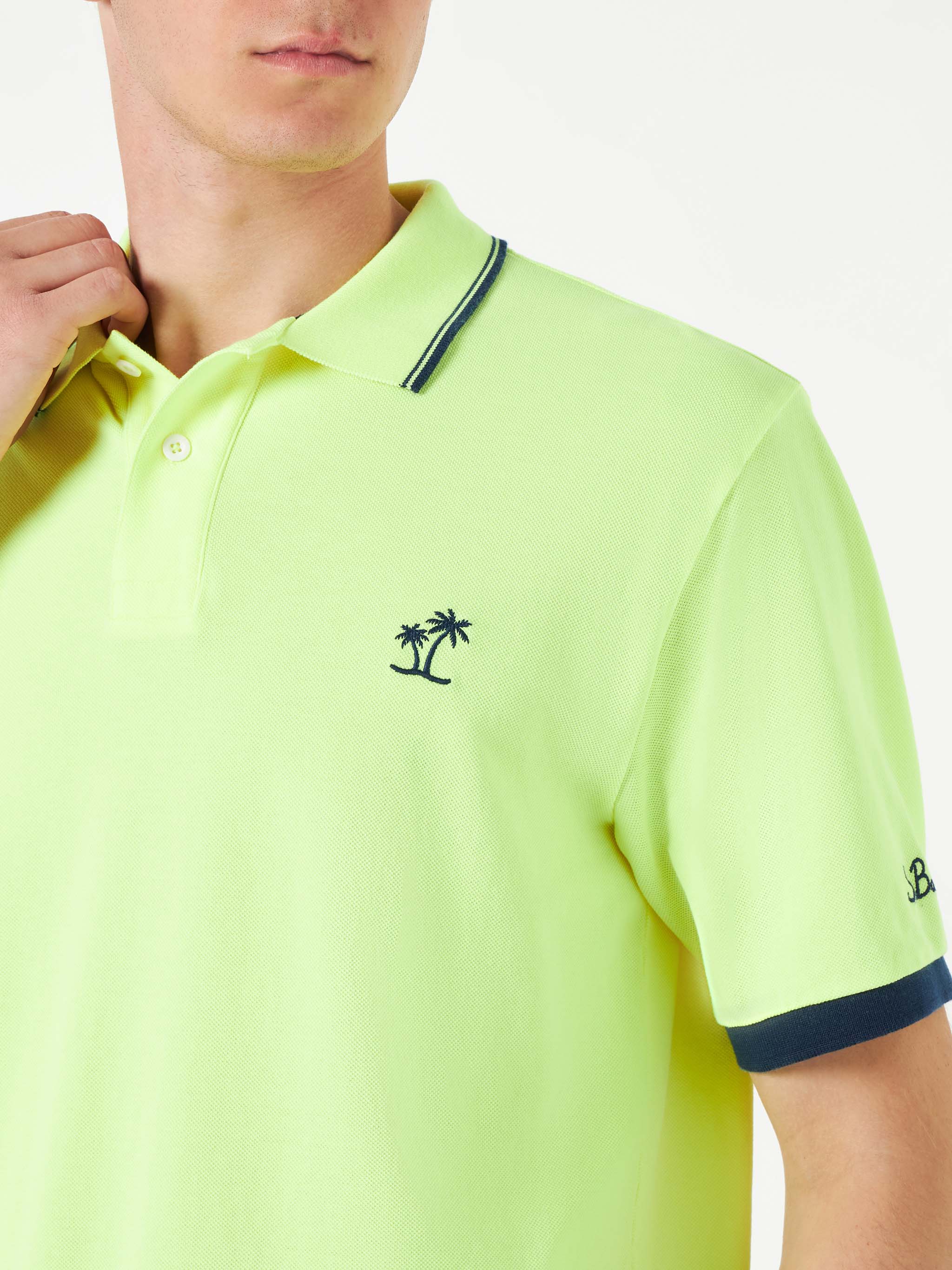 Fluo Yellow Piquet Polo With St. Barth Logo Shirt