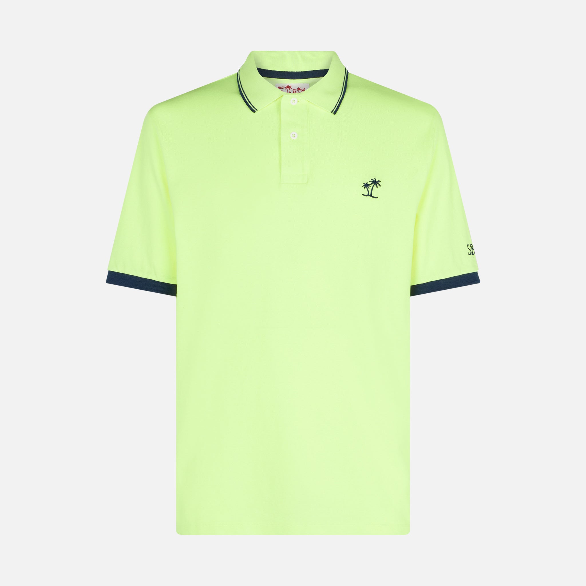 Fluo Yellow Piquet Polo With St. Barth Logo Shirt
