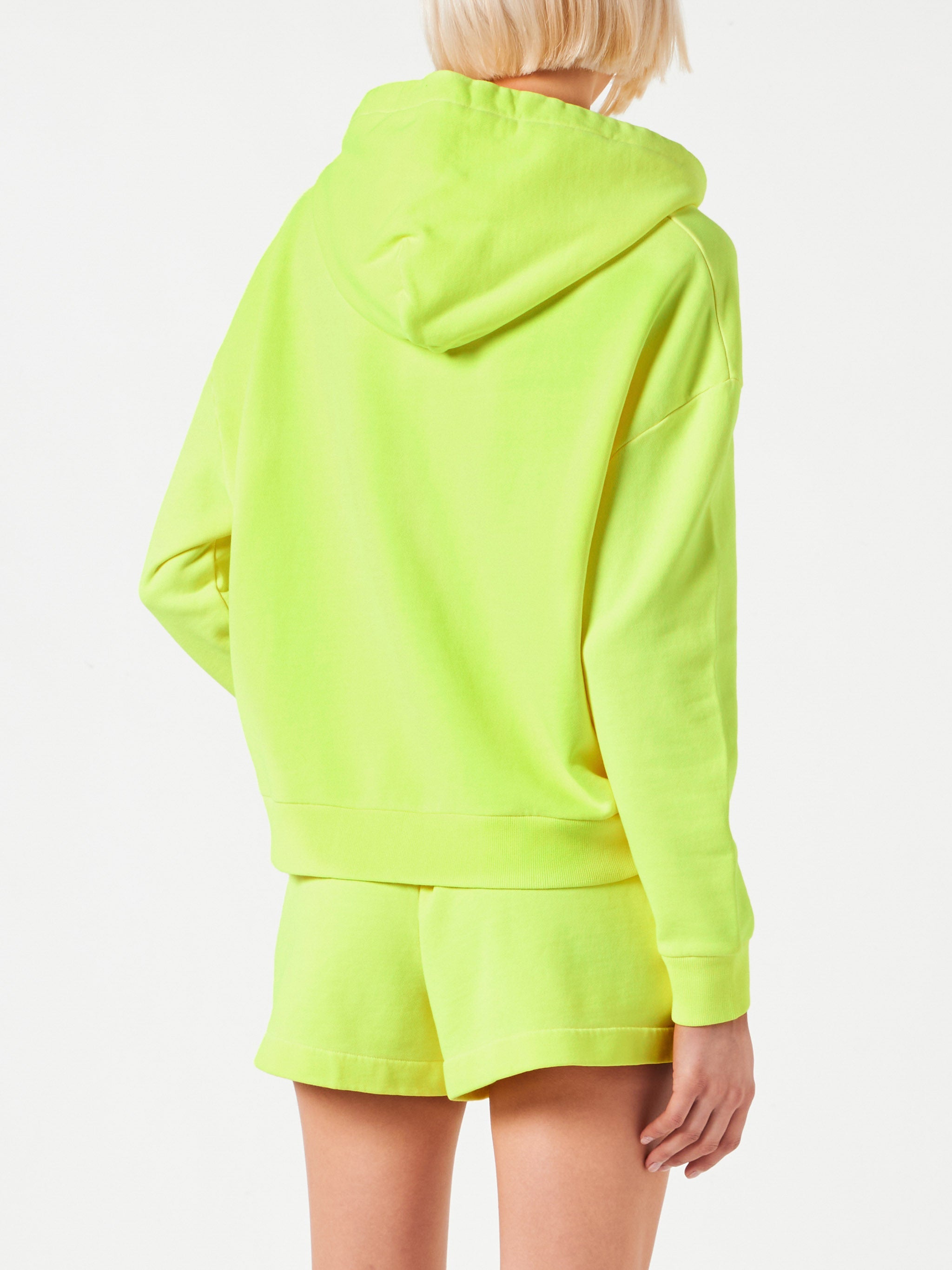 Fluo Yellow Hoodie With St. Barth Embroidery Sweatshirt