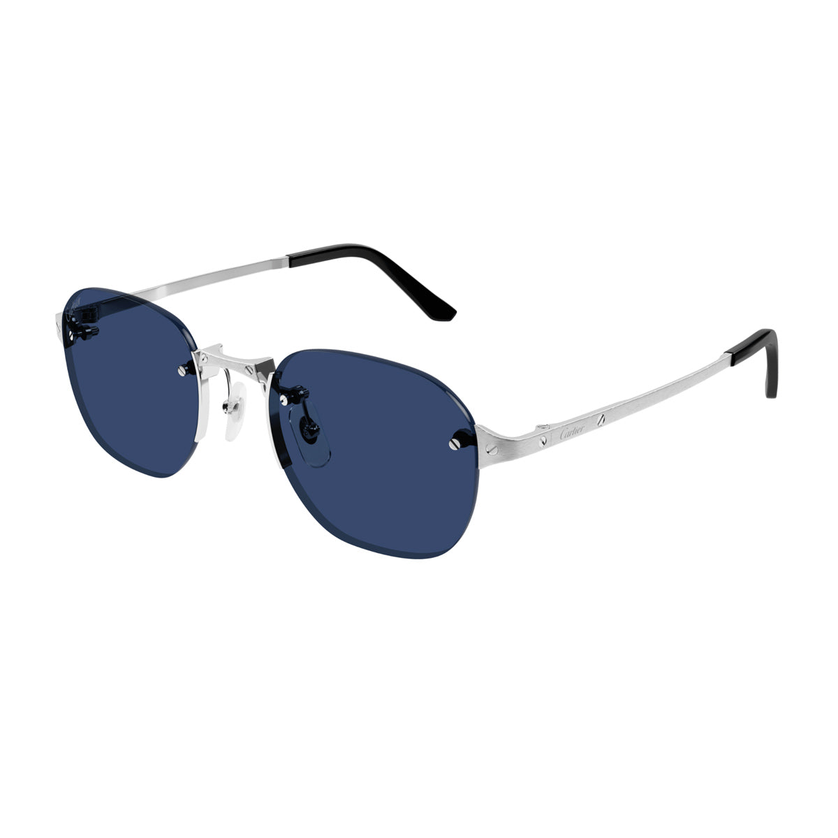 Cartier CT0459S Santos De 003 Silver Blue Argento Metal Occhiali Da Sole