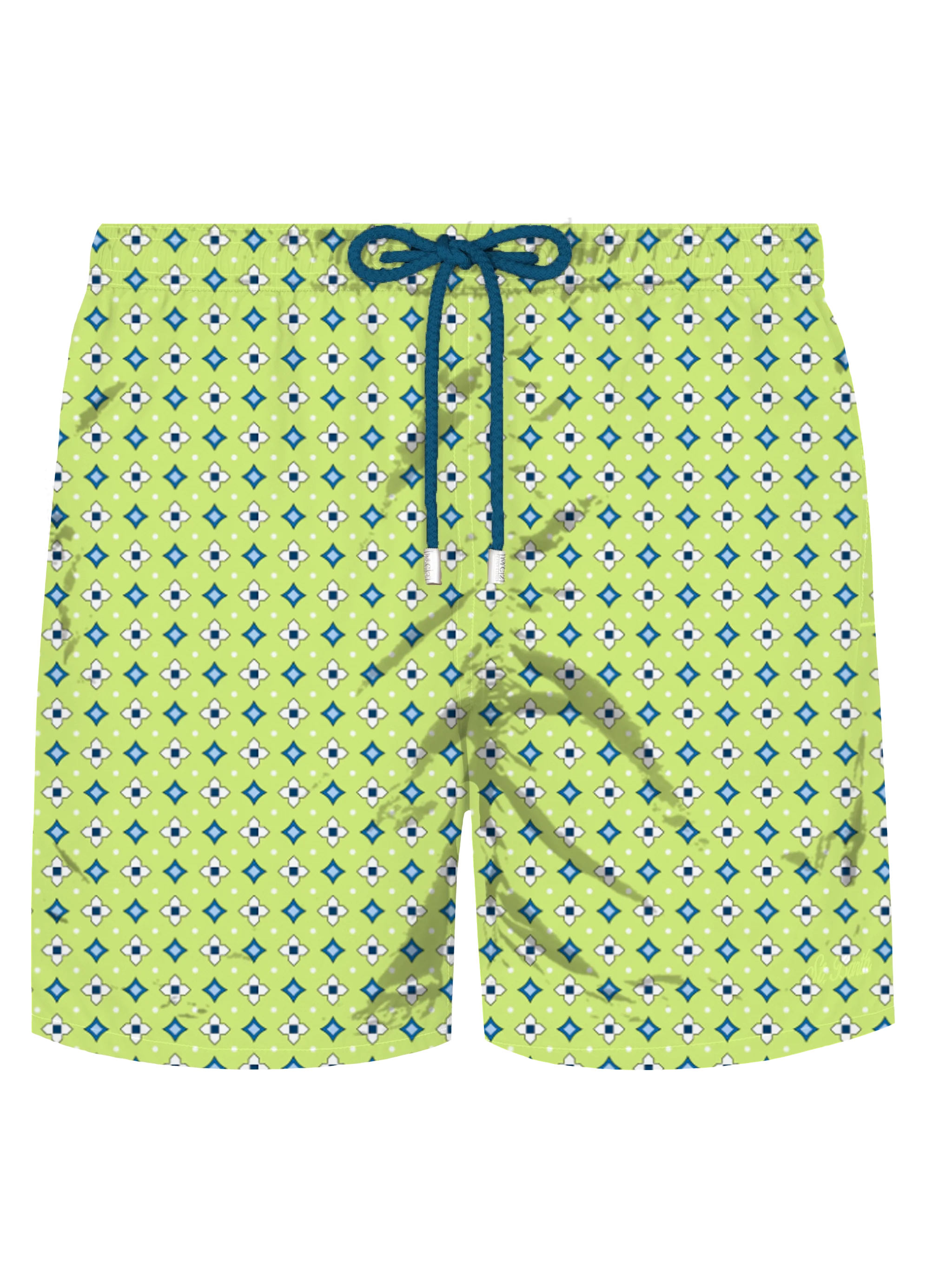 Comfort Light Stretch Swim Shorts With Tie Print Green Swimshort