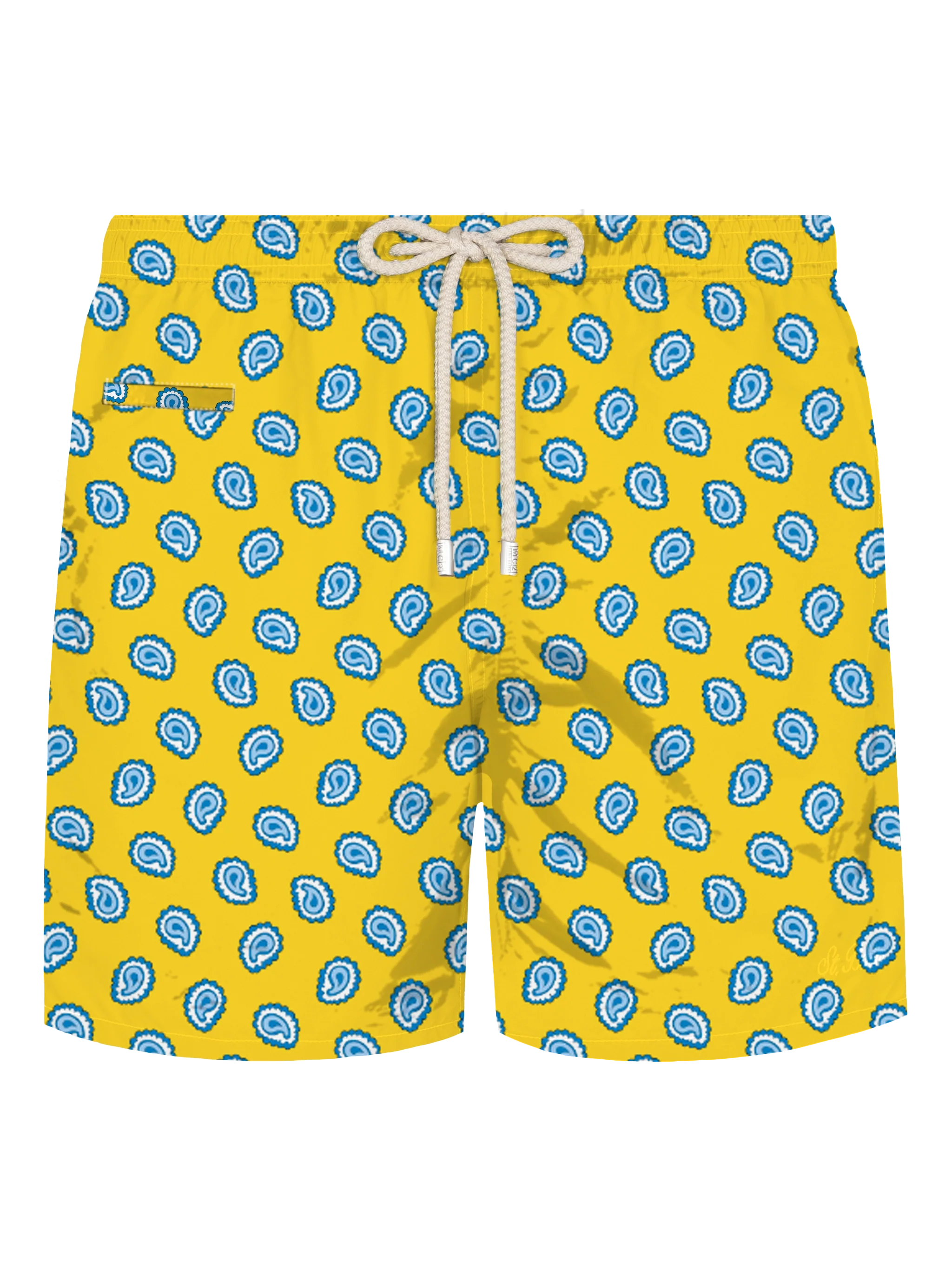 Lighting Swim Shorts With Paisley Tie Print Yellow Swimshort