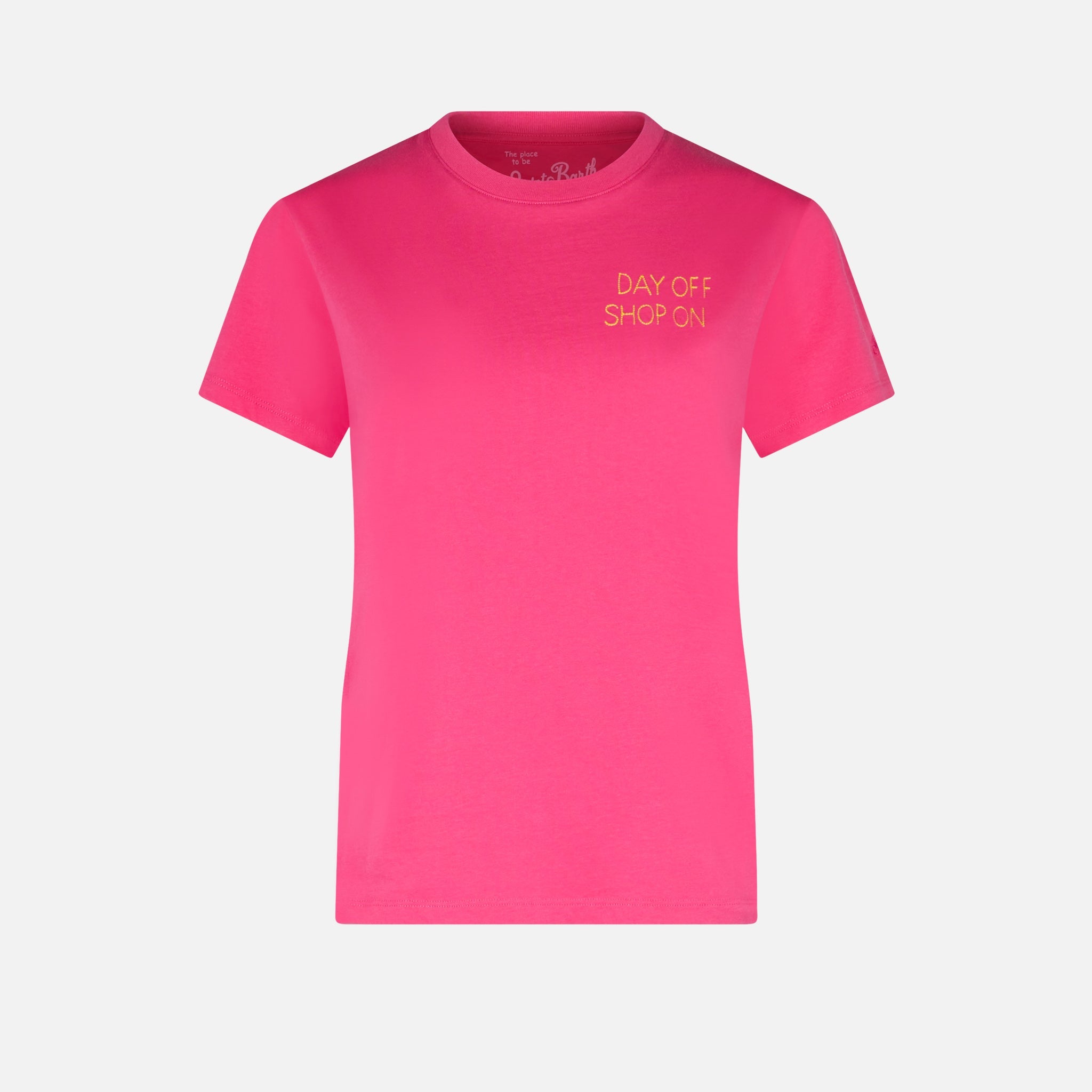 Emilie Fuchsia Cotton T-Shirt With Embroidery Pink
