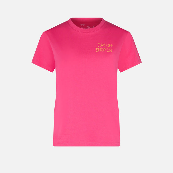 Emilie Fuchsia Cotton T-Shirt With Embroidery Pink