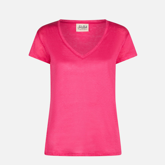 Fuchsia Eloise Linen T-Shirt Pink