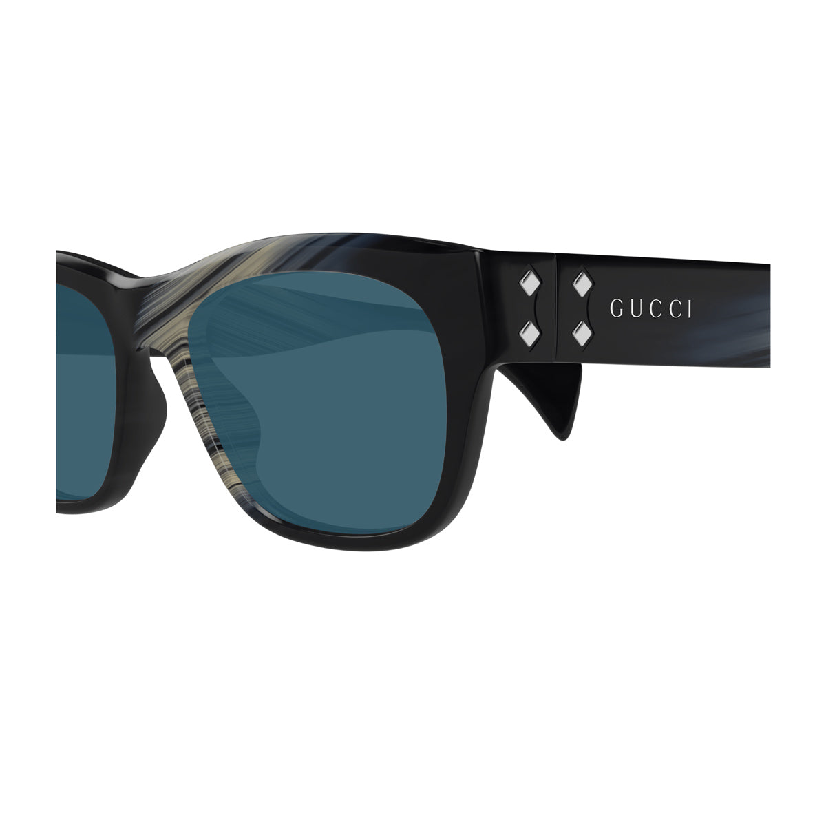 Gucci GG1706S Linea Rivets 004 Black Beige Blue Nero Acetate Occhiali Da Sole