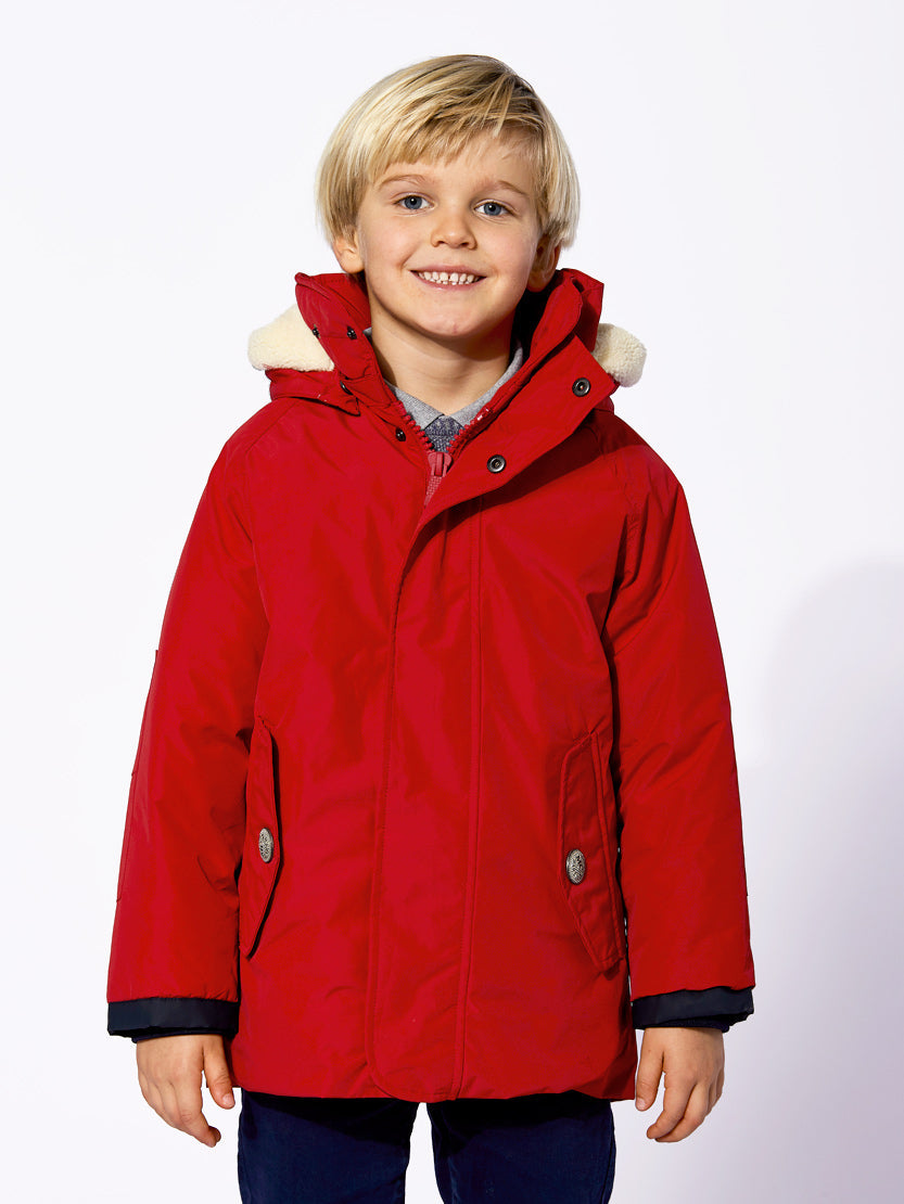 Boy Hooded Red Parka Jacket Voyager Jr