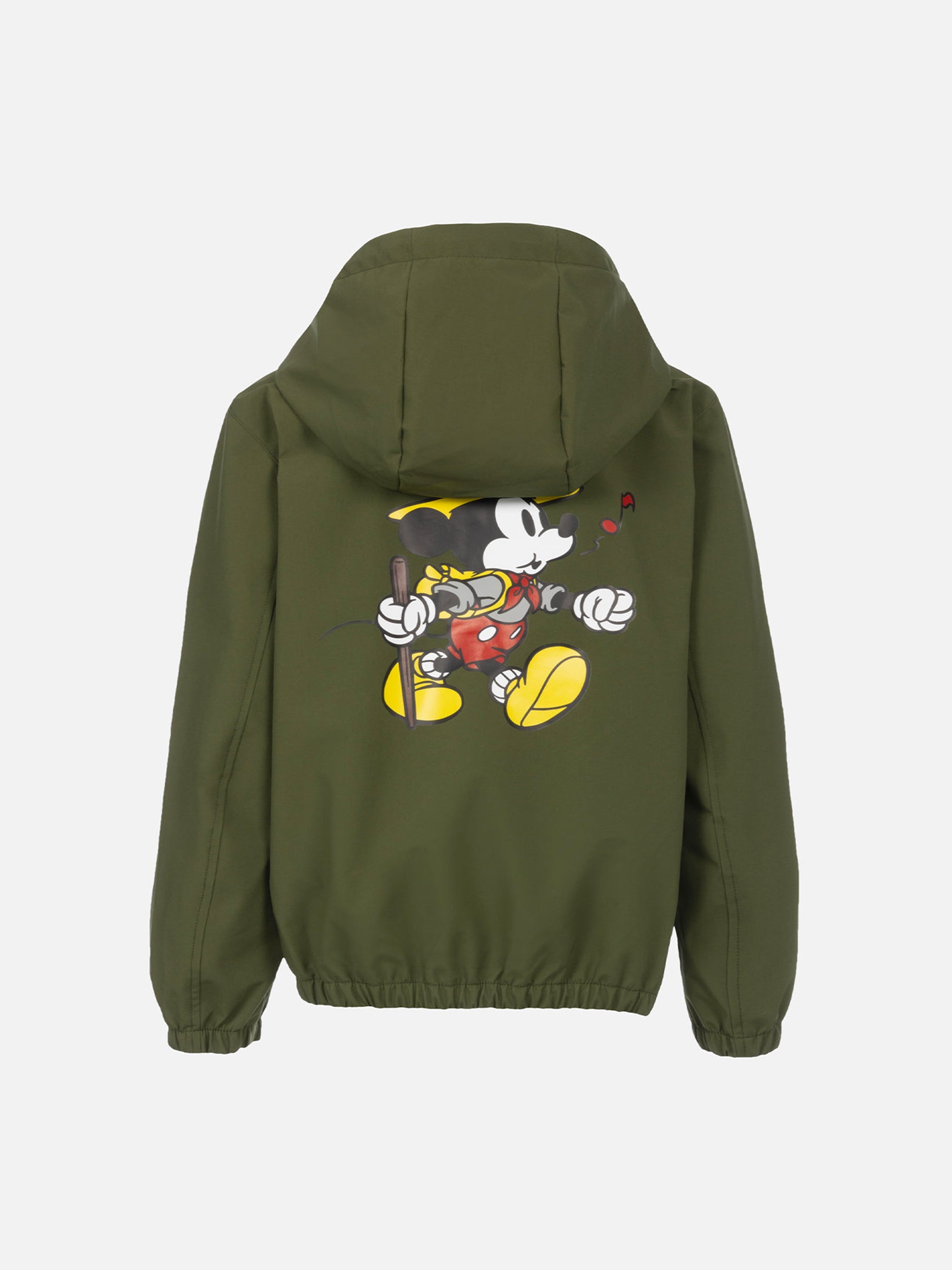 Boy Hooded Lightweight Windbreaker Kauris Jr With Mickey Mouse Print | Disney Special Edition Green Jacket