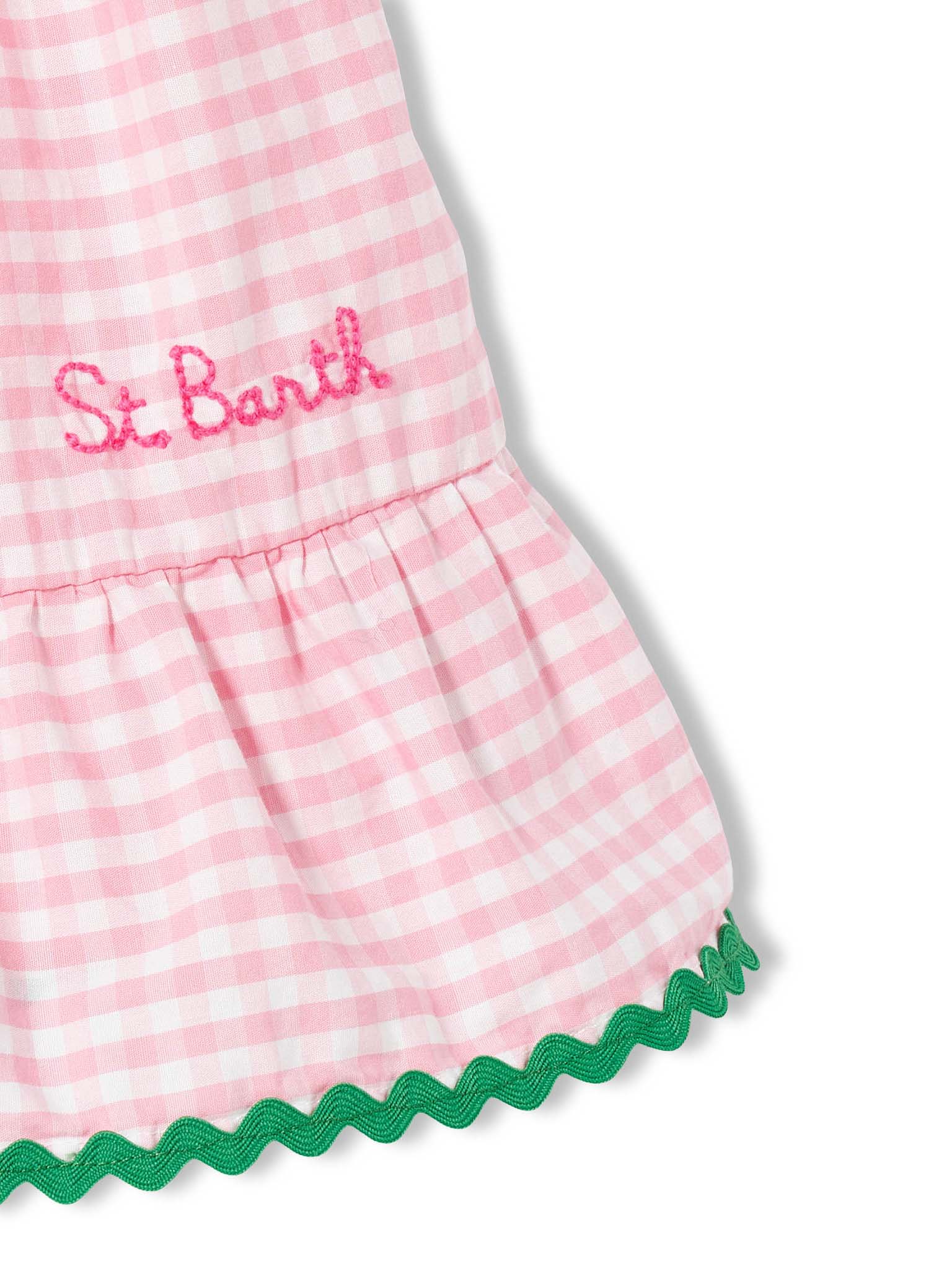 Girl Dress With Gingham Print Pink