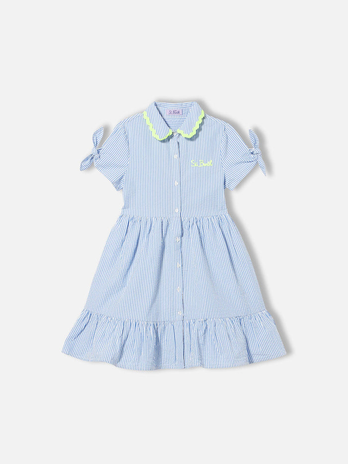 Girl Dress Queenie With White And Light Blue Stripes __single__