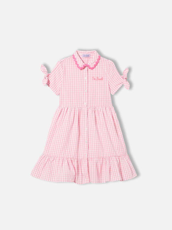 Girl Dress With White And Pink Gingham Print __single__