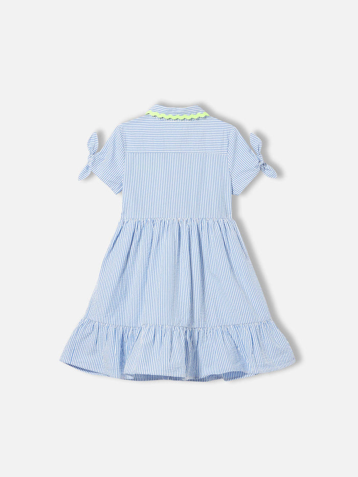 Girl Dress Queenie With White And Light Blue Stripes __single__