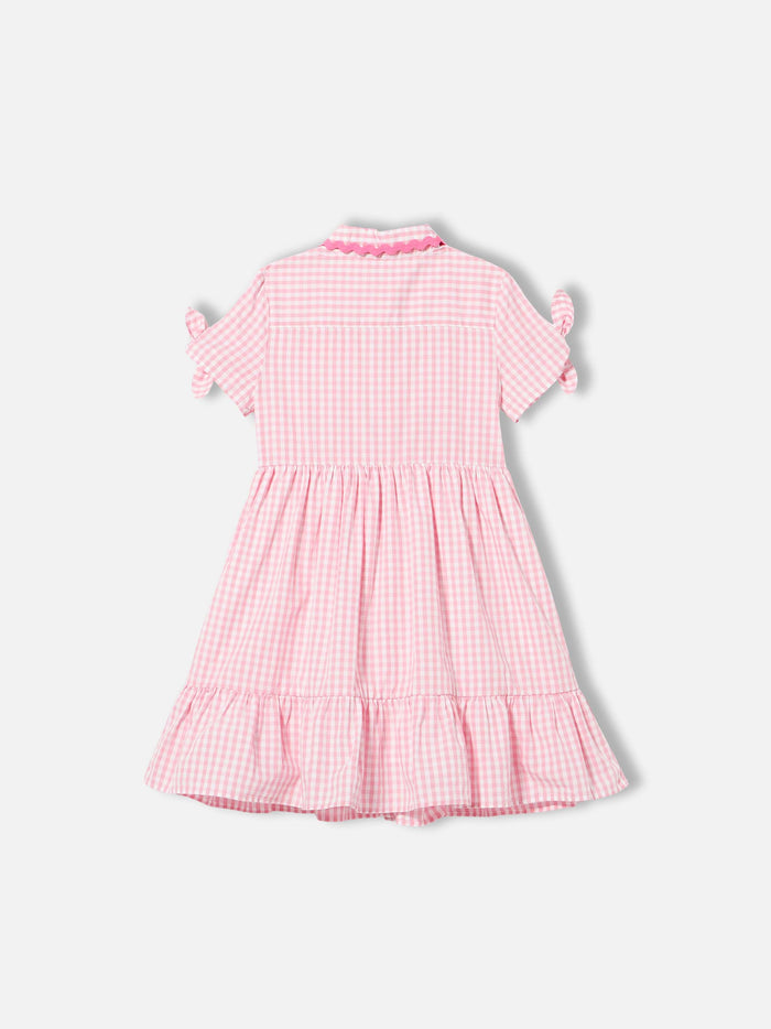 Girl Dress With White And Pink Gingham Print
