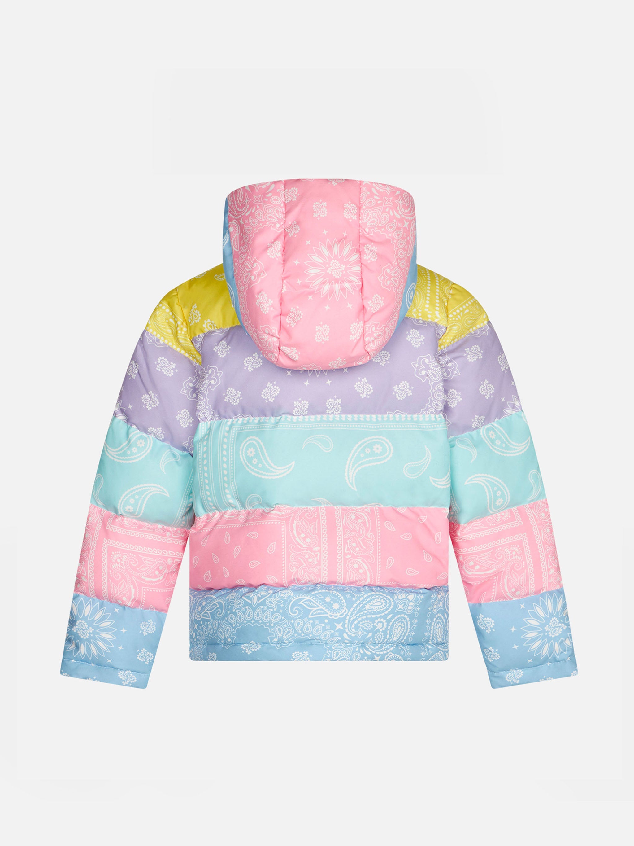 Girl Hooded Down Padded Jacket Bandanna Print