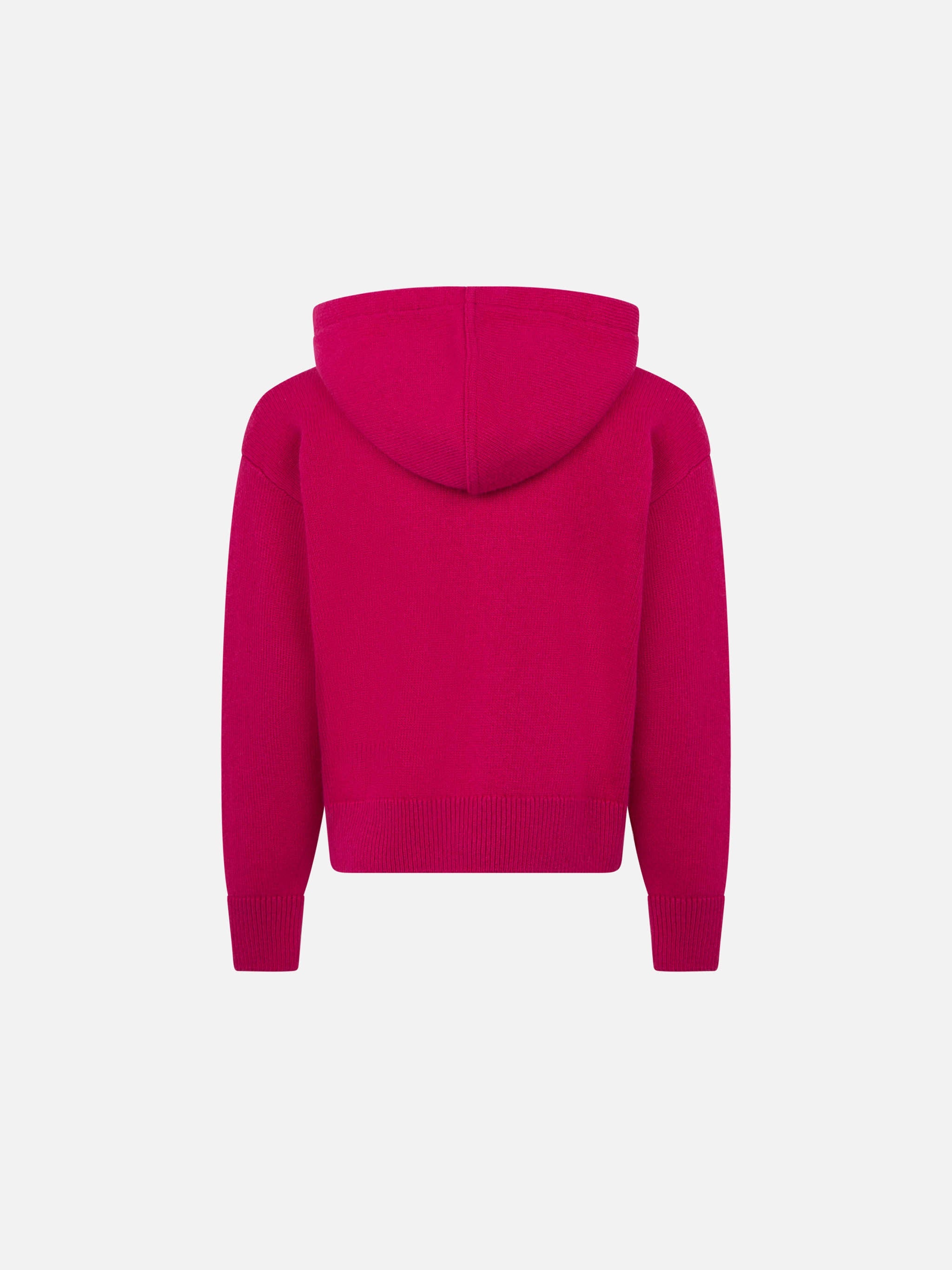 Girl Fuchsia Cropped Hooded Sweater With Rhinestones Pink