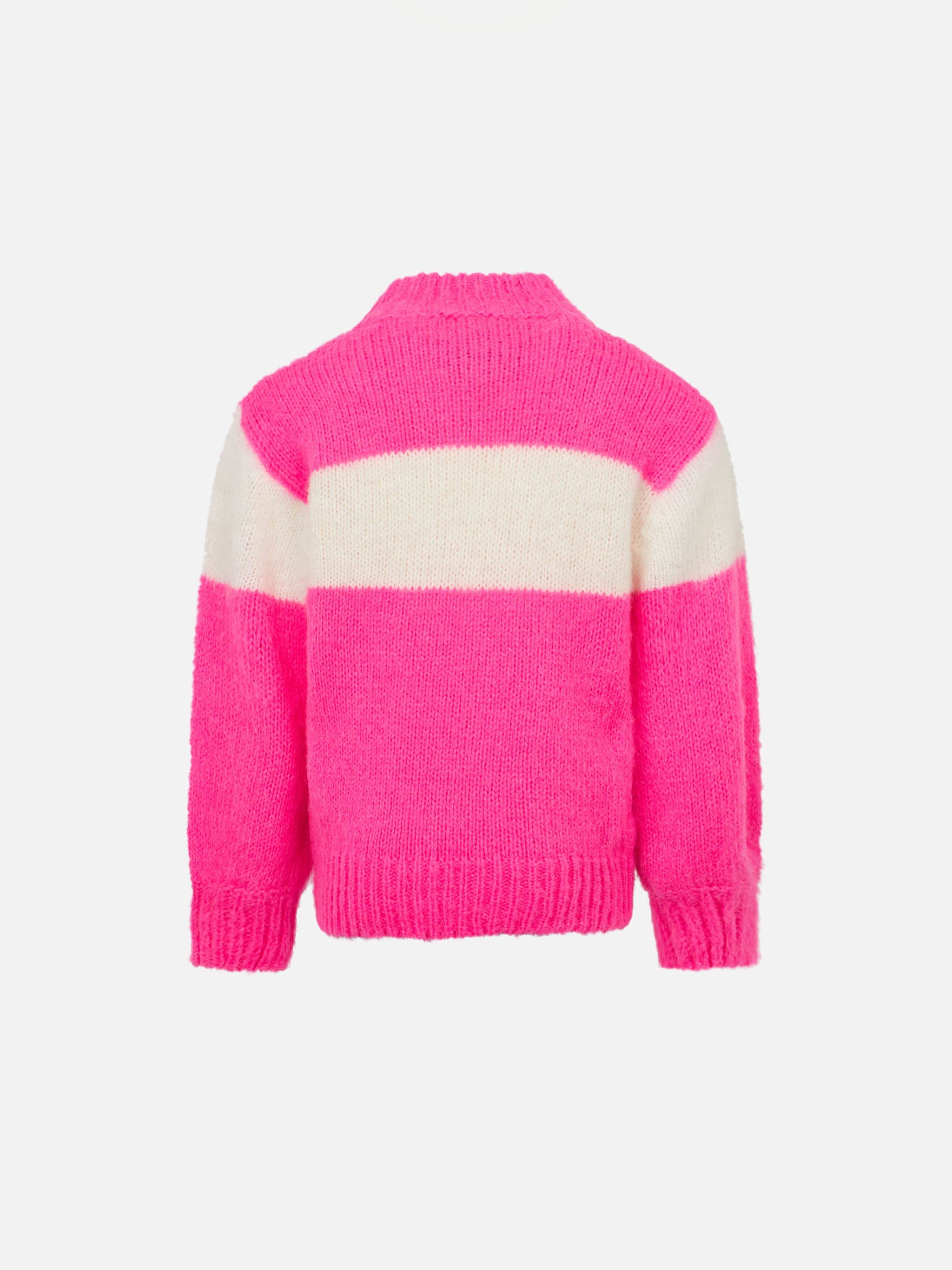 Girl Boxy Shape Soft Sweater With St. Barth Jacquard Pink