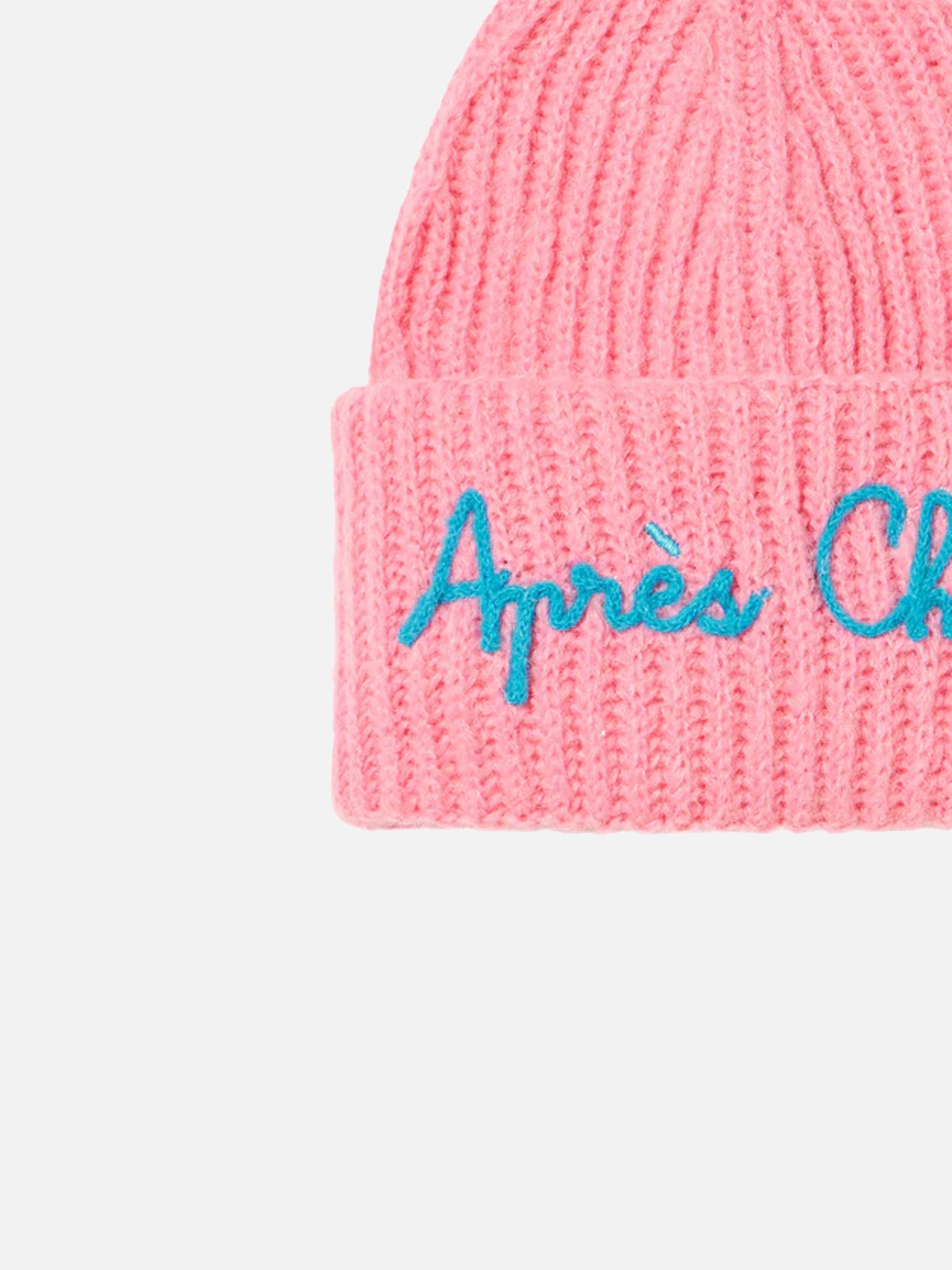 Girl Brushed And Ultra Soft Beanie With Apres Chic Embroidery Pink Hat