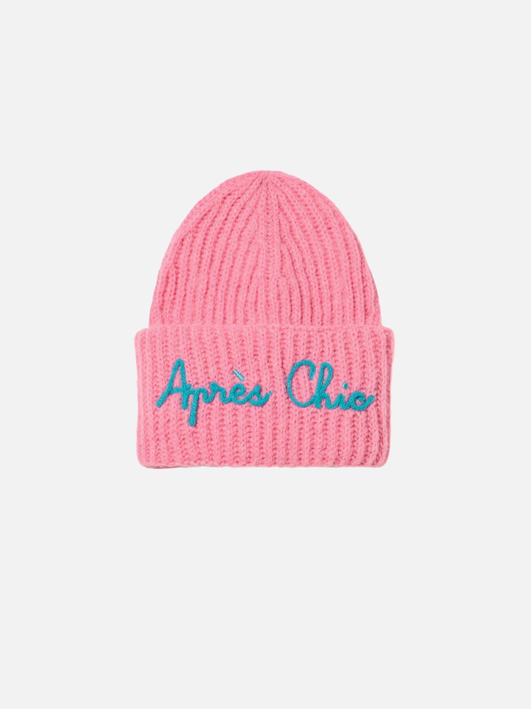 Girl Brushed And Ultra Soft Beanie With Apres Chic Embroidery Pink Hat