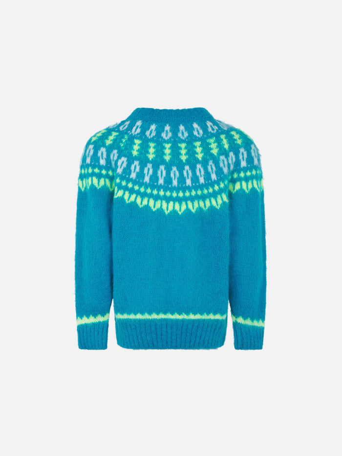 Girl Brushed Crewneck Sweater With Nordic Jacquard