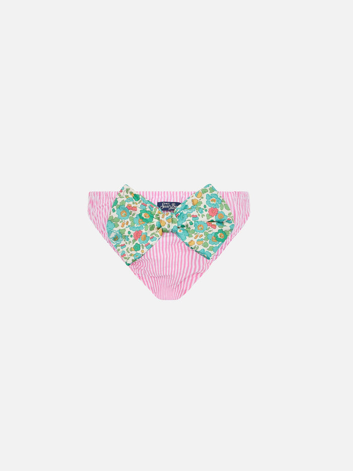 Girl Cotton Swim Briefs Madame With Bow And Betsy Print | Made Liberty Fabric Pink Bottom